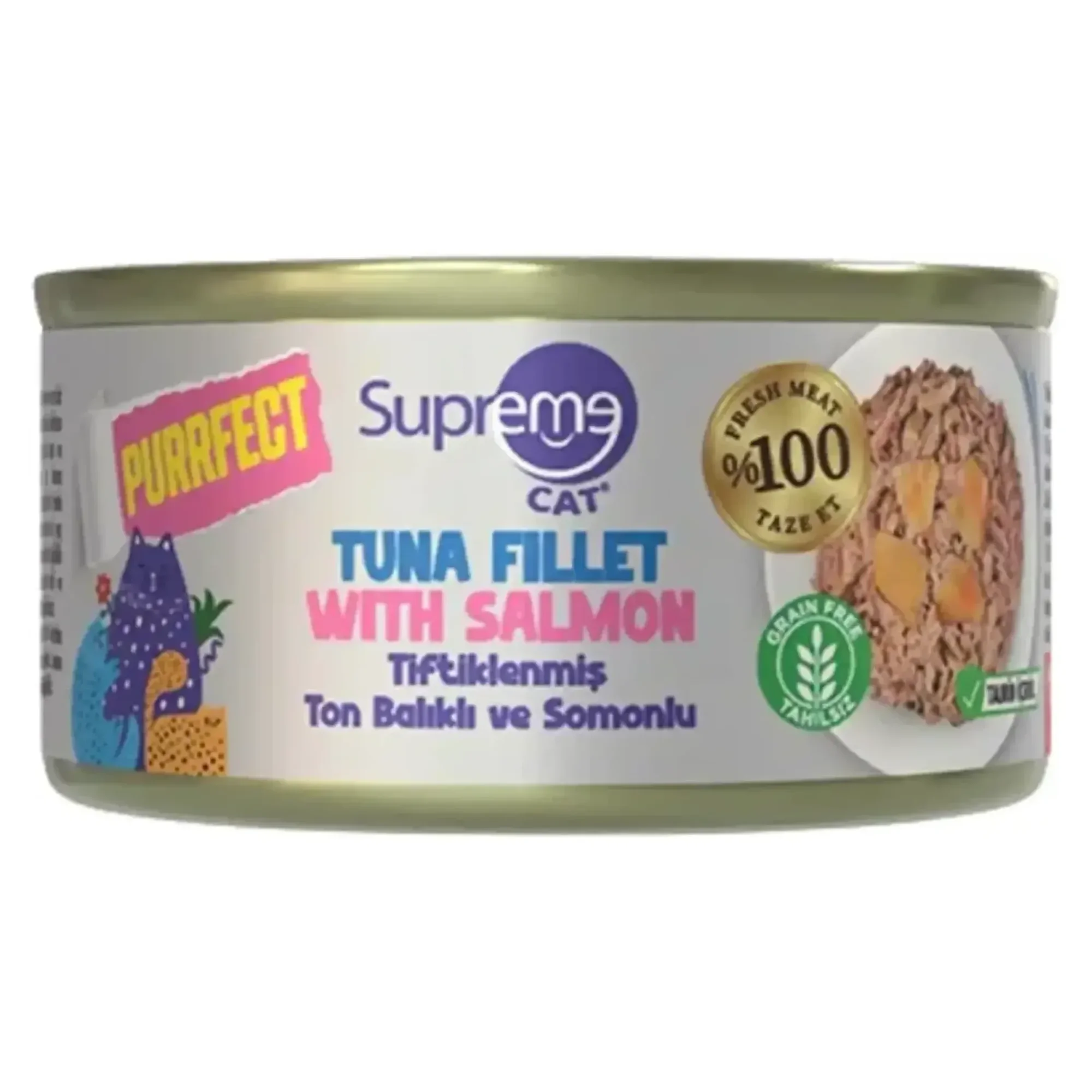 Supreme Cat Supreme Purrfect Tiftiklenmiş Ton Balıklı ve Somonlu Konserve Kedi Maması 70 G