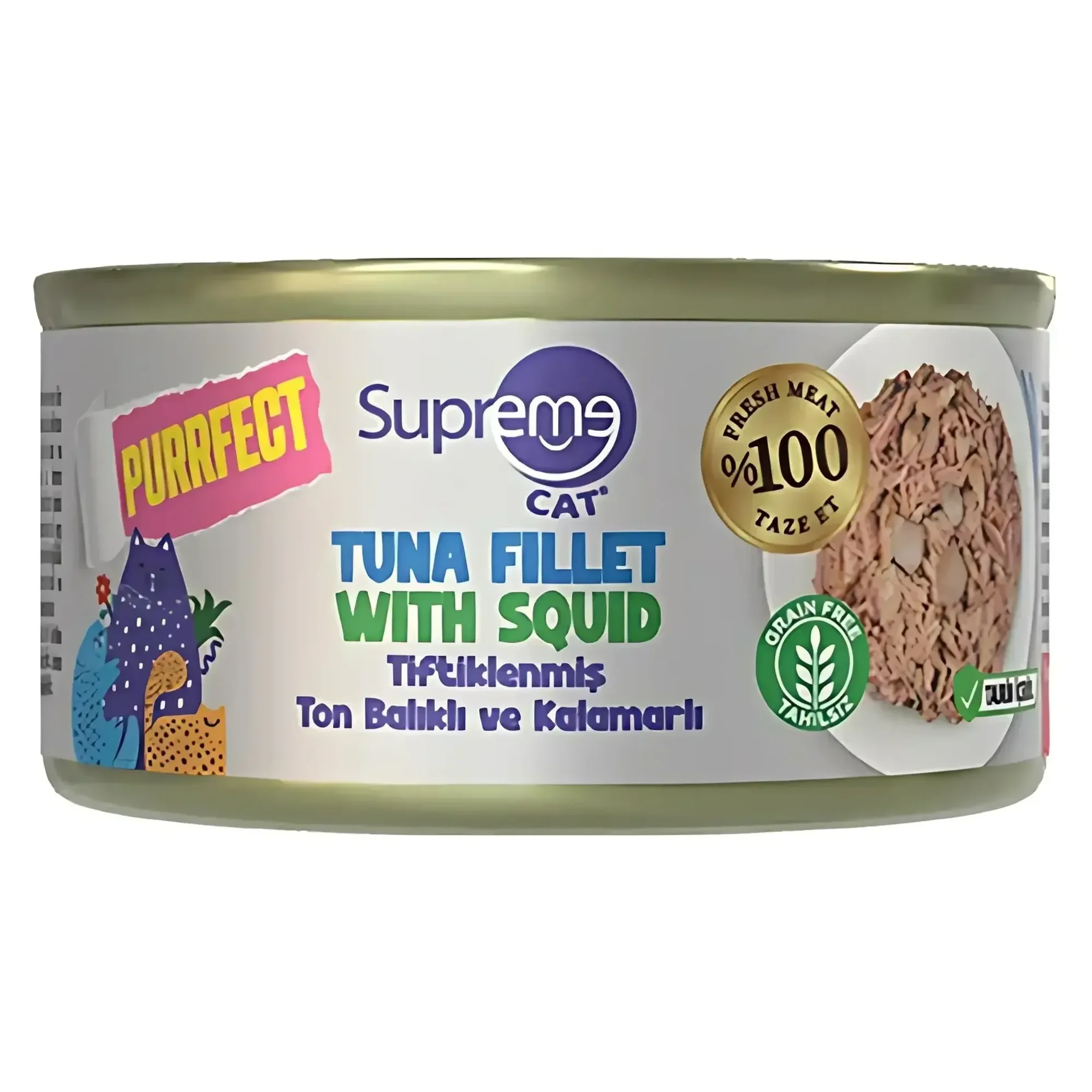 Supreme Cat Supreme Purrfect Tiftiklenmiş Ton Balıklı ve Kalamarlı Konserve Kedi Maması 70 G