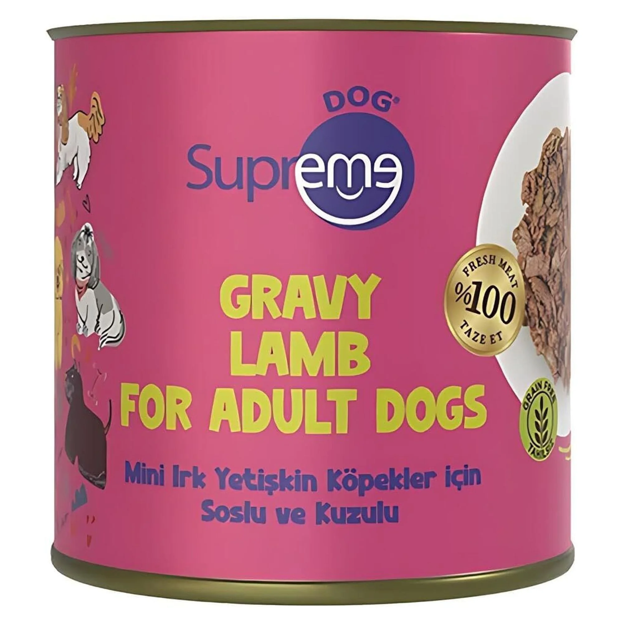 Supreme Dog Supreme Mini Irk Yetişkin Köpekler için Soslu ve Kuzulu Konserve Mama 200 G