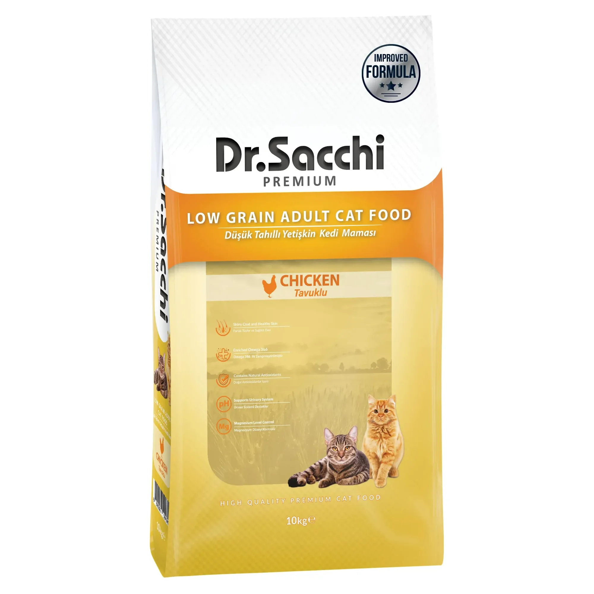 Dr.Sacchi Premium Düşük Tahıllı Tavuklu Yetişkin Kedi Maması 10 KG 
