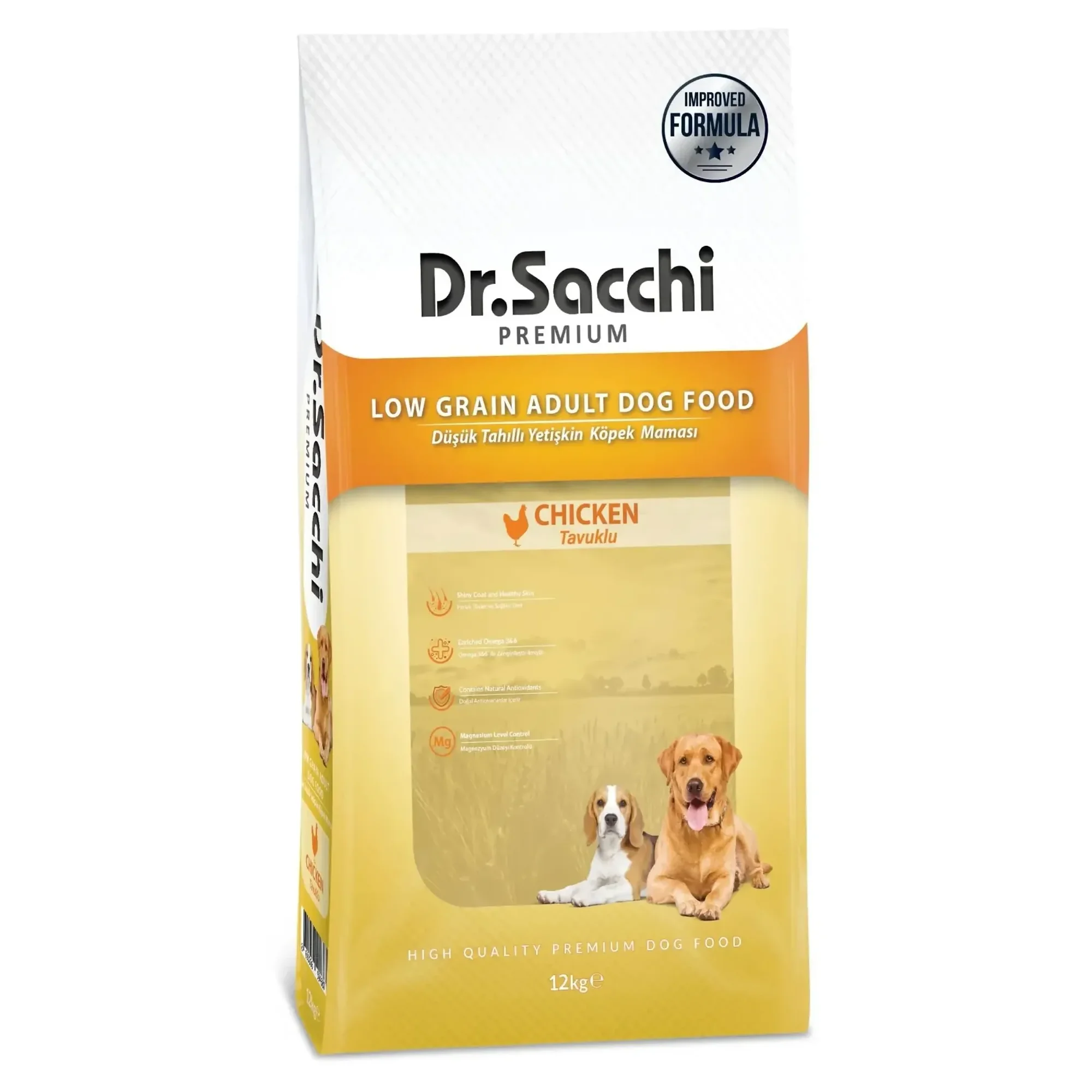 Dr.Sacchi Dr.Sacchi Premium Düşük Tahıllı Tavuklu Yetişkin Köpek Maması 12 KG