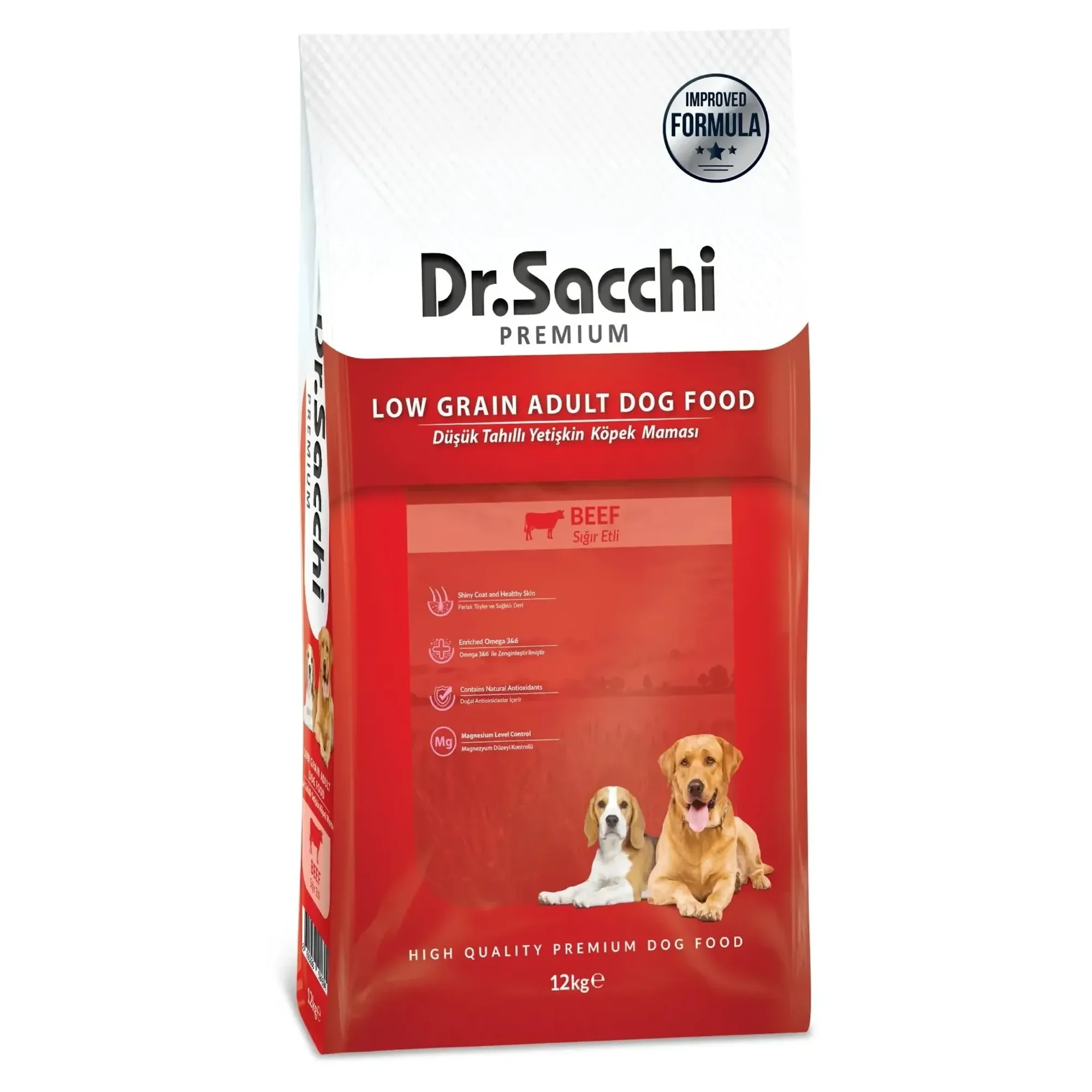 Dr.Sacchi Dr.Sacchi Premium Düşük Tahıllı Sığır Etli Yetişkin Köpek Maması 12 KG