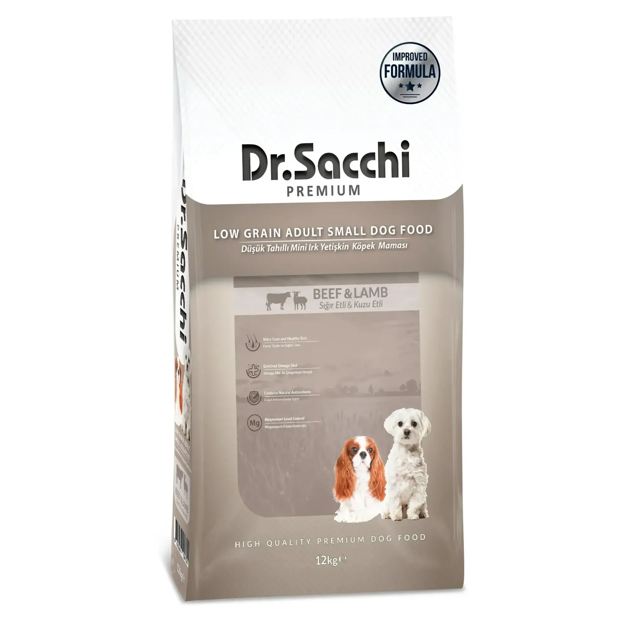 Dr.Sacchi Dr.Sacchi Premium Düşük Tahıllı Sığır ve Kuzu Etli Mini Irk Yetişkin Köpek Maması 12 KG