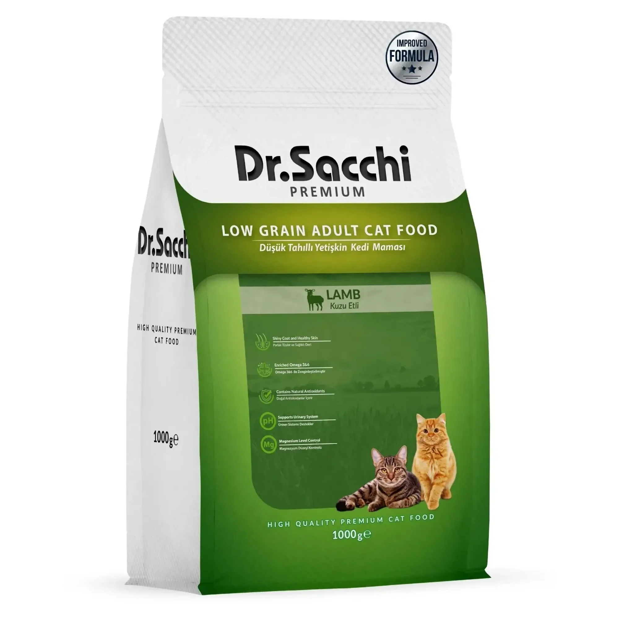 Dr.Sacchi Dr.Sacchi Premium Düşük Tahıllı Kuzu Etli Yetişkin Kedi Maması 1 KG