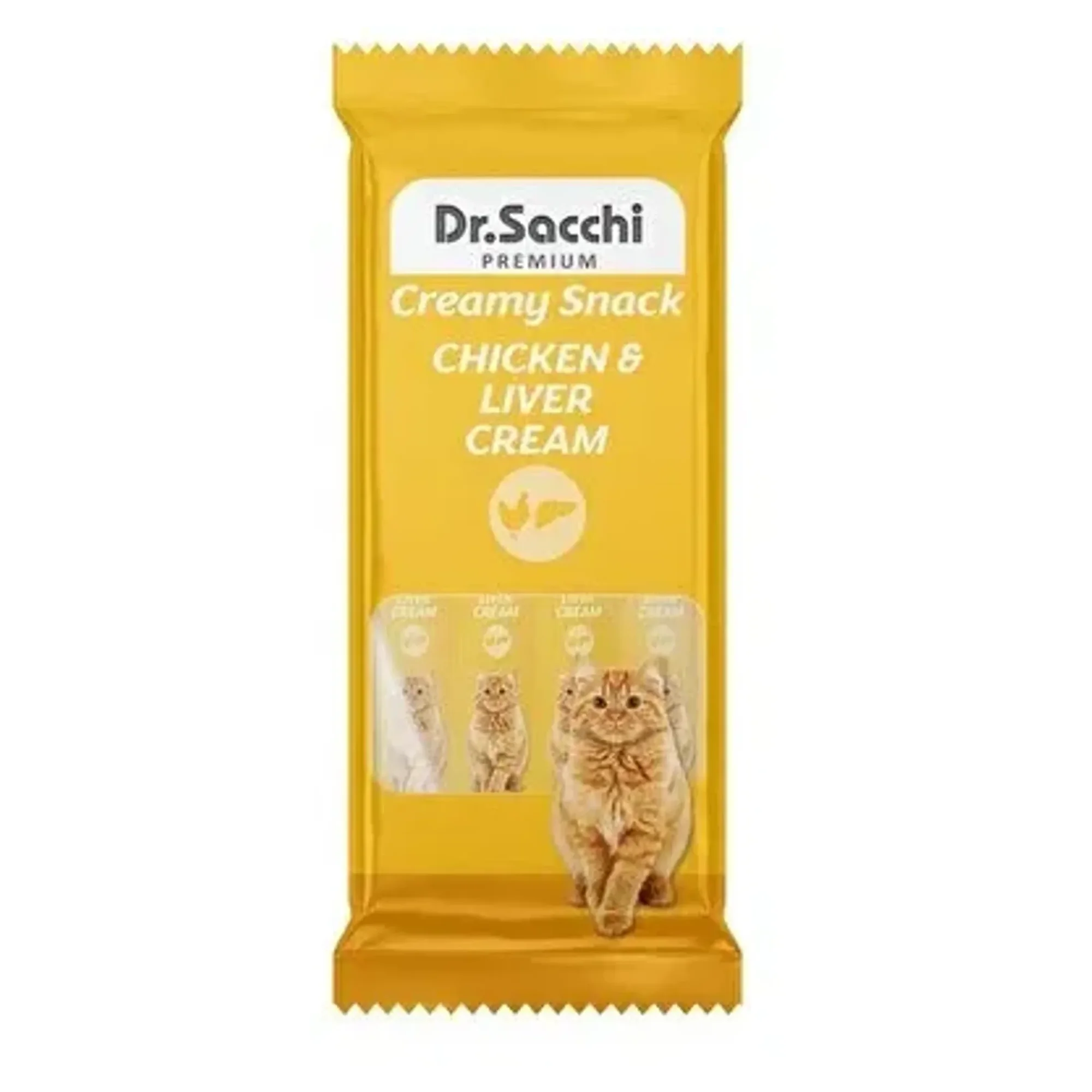 Dr.Sacchi Creamy Snack Tavuk Etli ve Ciğerli Sıvı Kedi Ödülü 4'lü Paket
