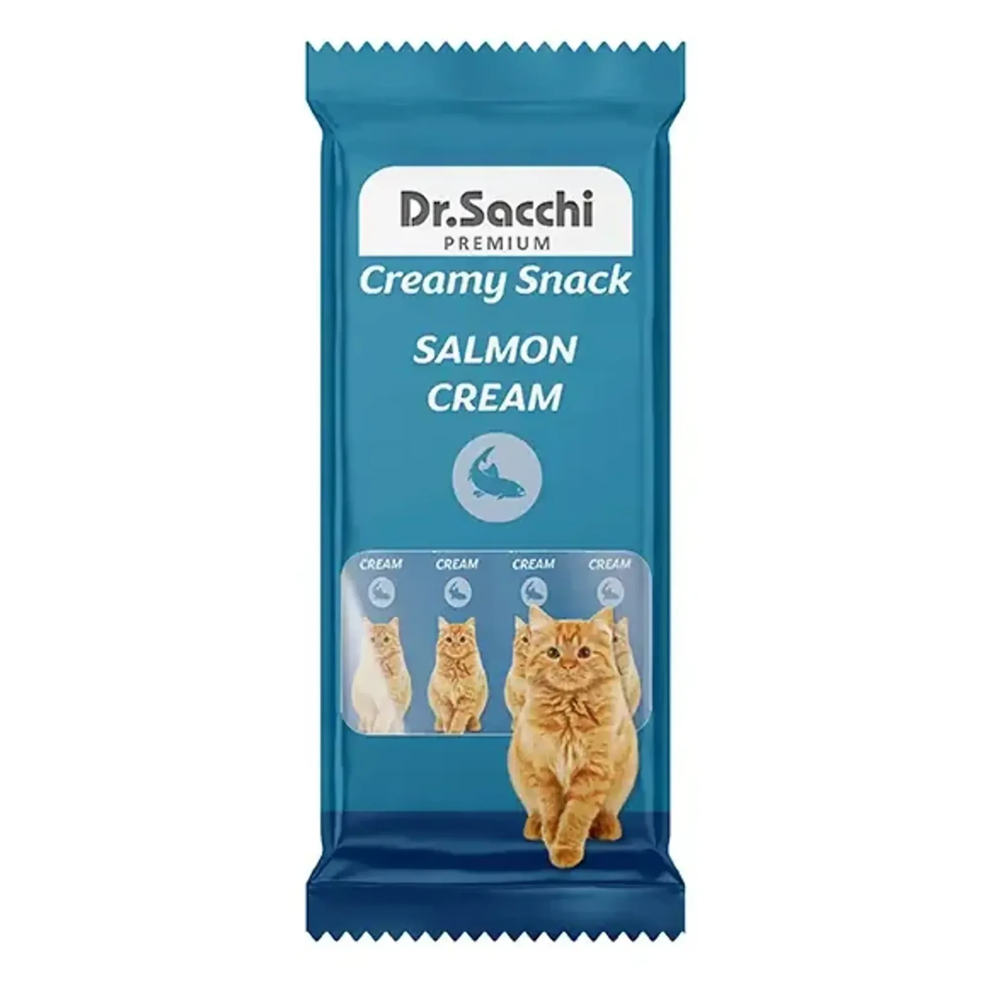 Dr.Sacchi Creamy Snack Somonlu Sıvı Kedi Ödülü 4'Lü Paket