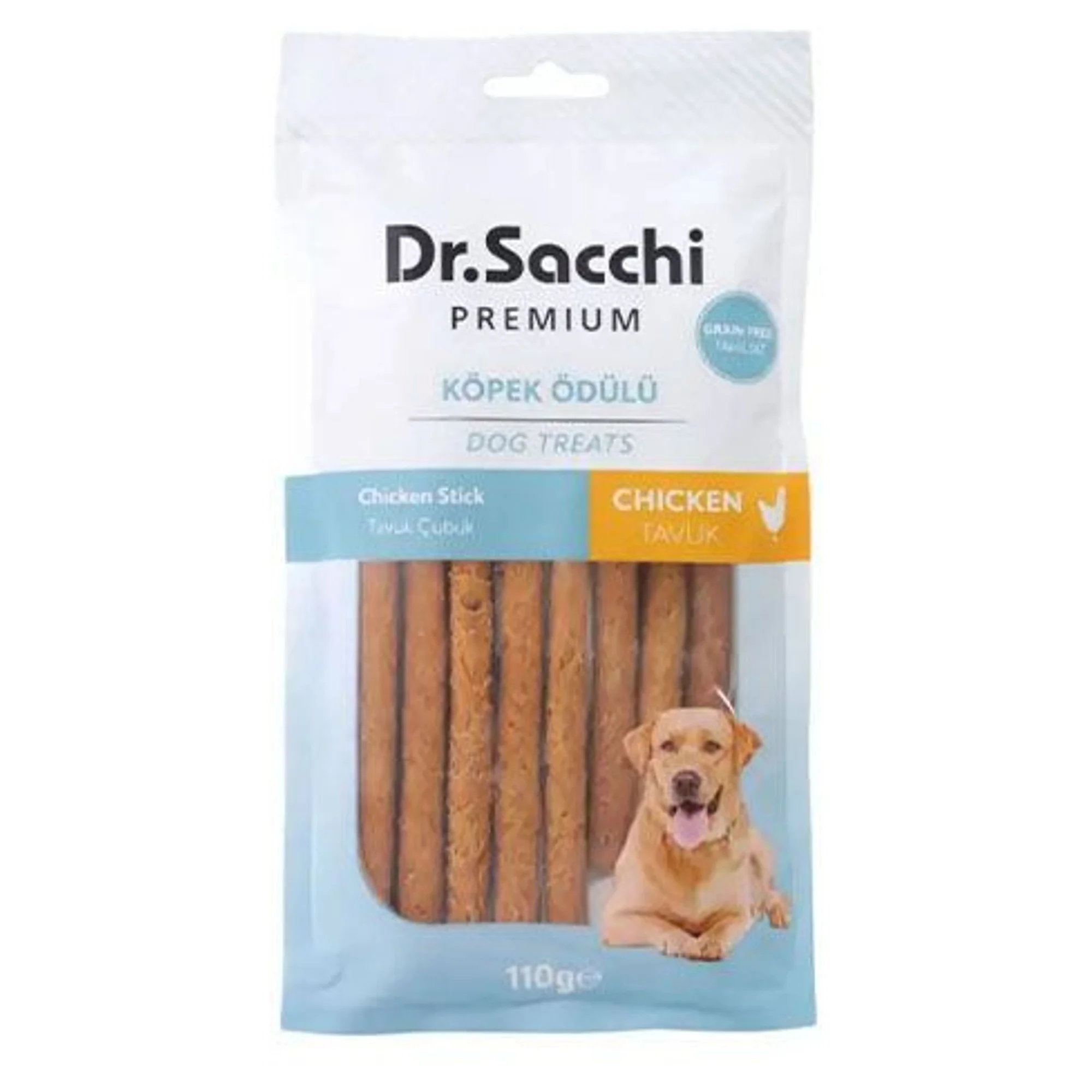 Dr.Sacchi Premium Tahılsız  Tavuklu Çubuk Köpek Ödülü 5'' 10'lu 110 G