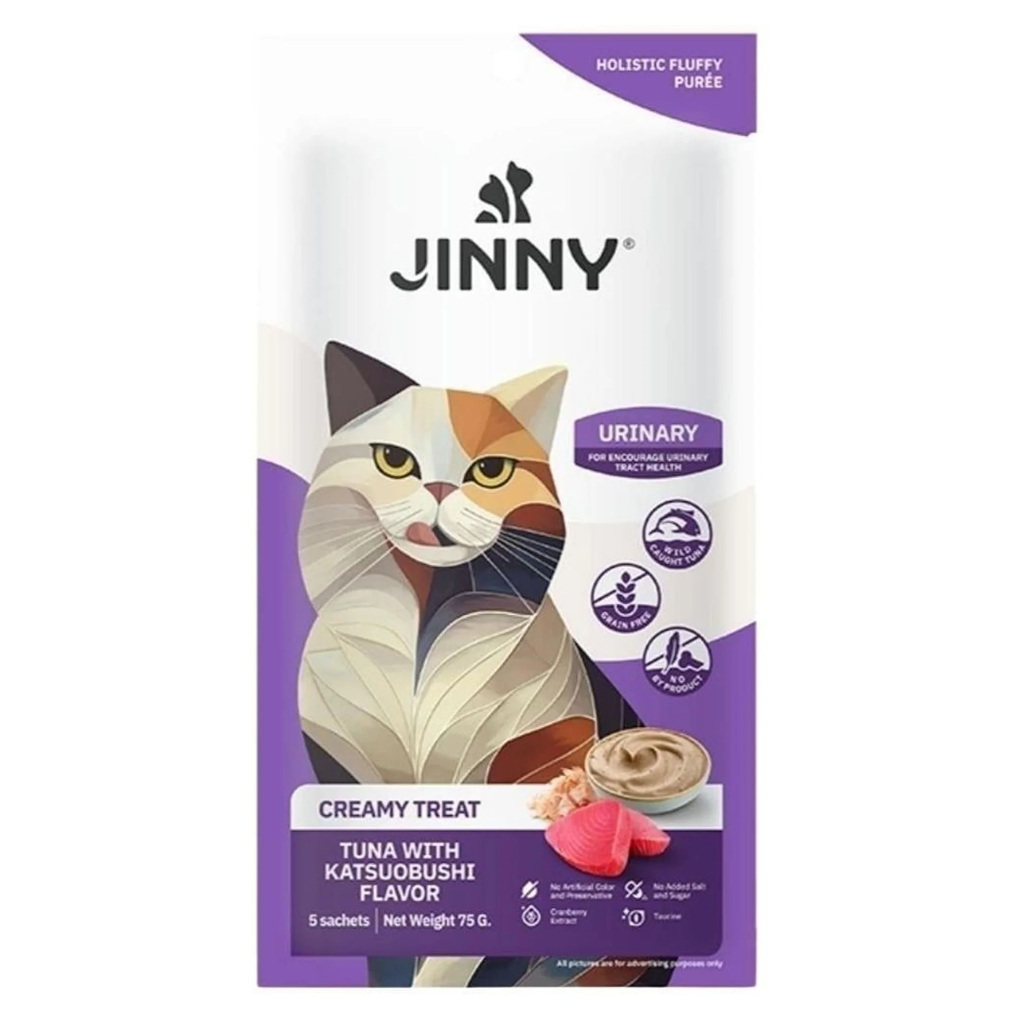 Jinny Jinny Creamy Treat Ton Balığı ve Katsuobushi İdrar Yolu Sağlığı İçin Yetişkin Kedi Yaş Mama 15x5 G