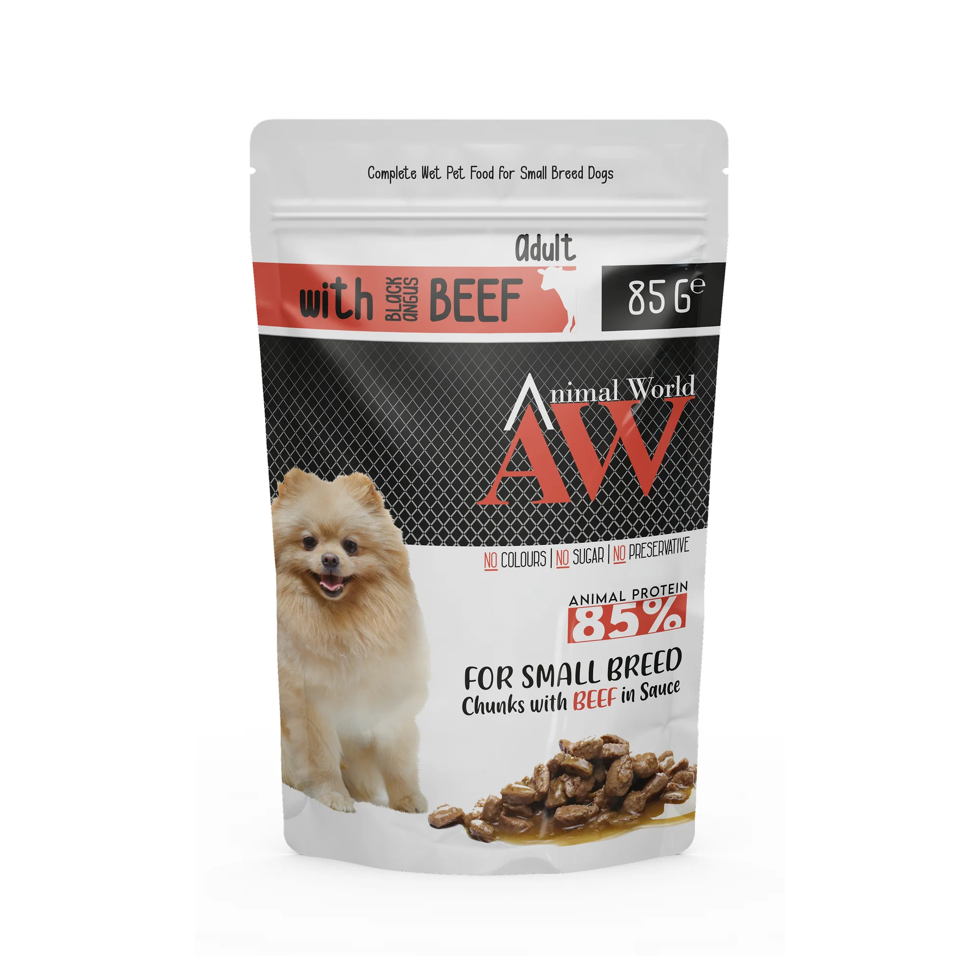 Animal World Adult Small Breed Black Chunks with Beef in Sauce 85 G