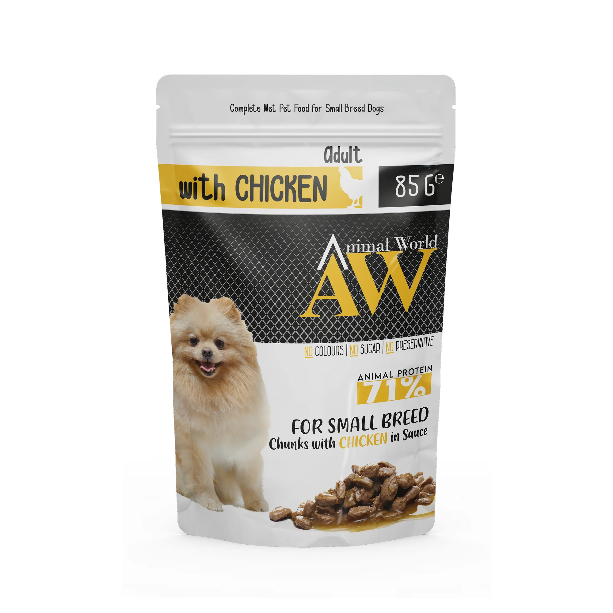 Animal World Adult Small Breed Chunks with Chicken in Sauce 85 G