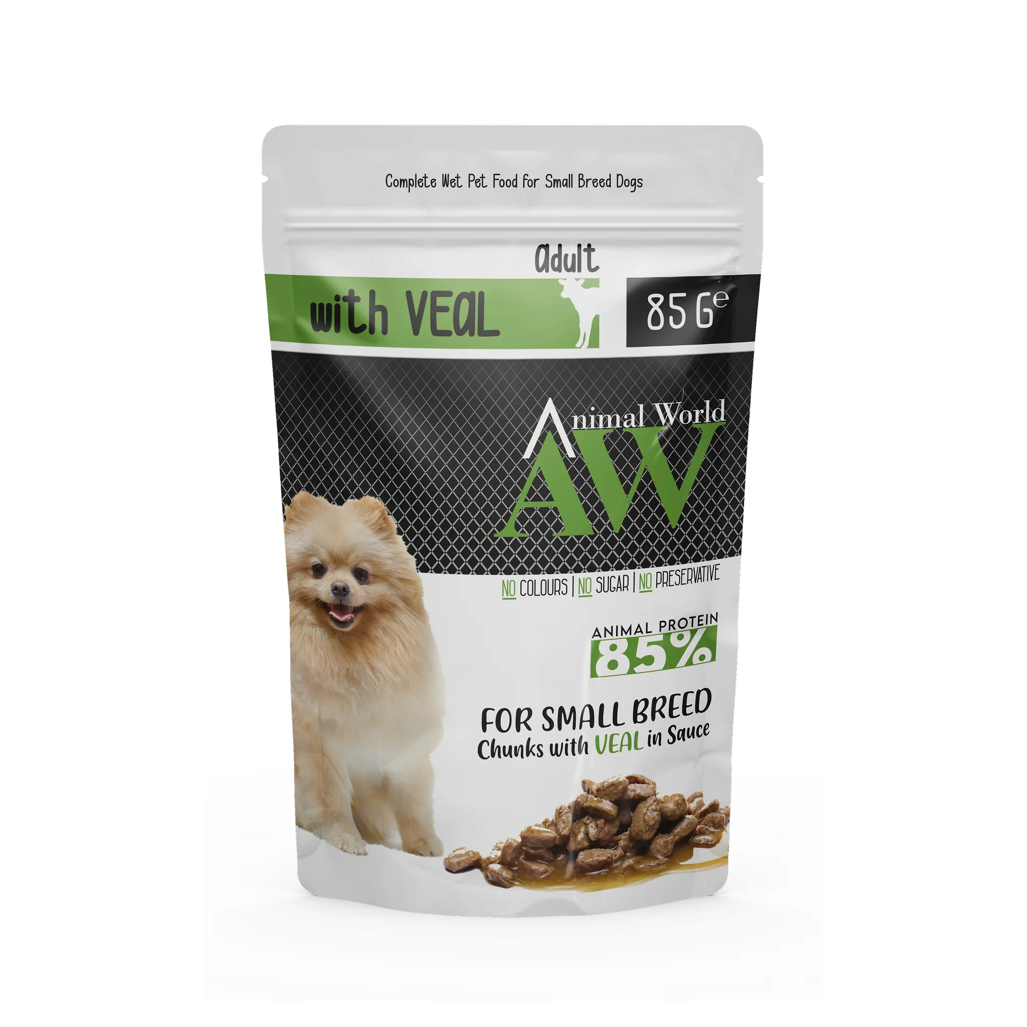 Animal World Adult Small Breed Chunks with Veal in Sauce 85 G