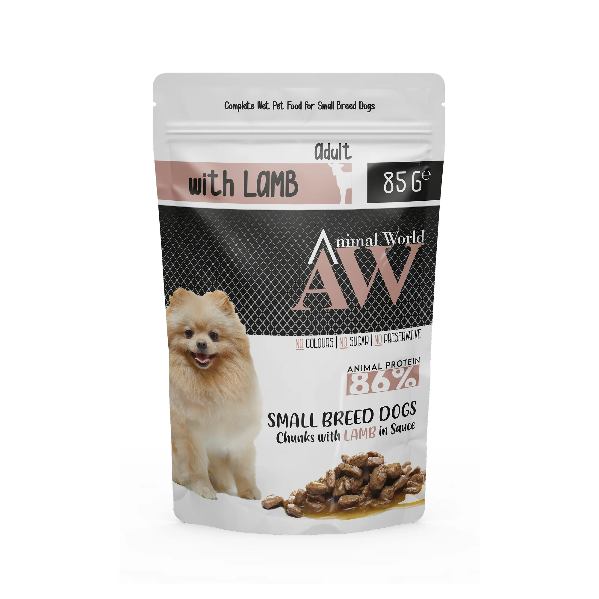 Animal World Adult Small Breed Chunks with Lamb in Sauce 85 G