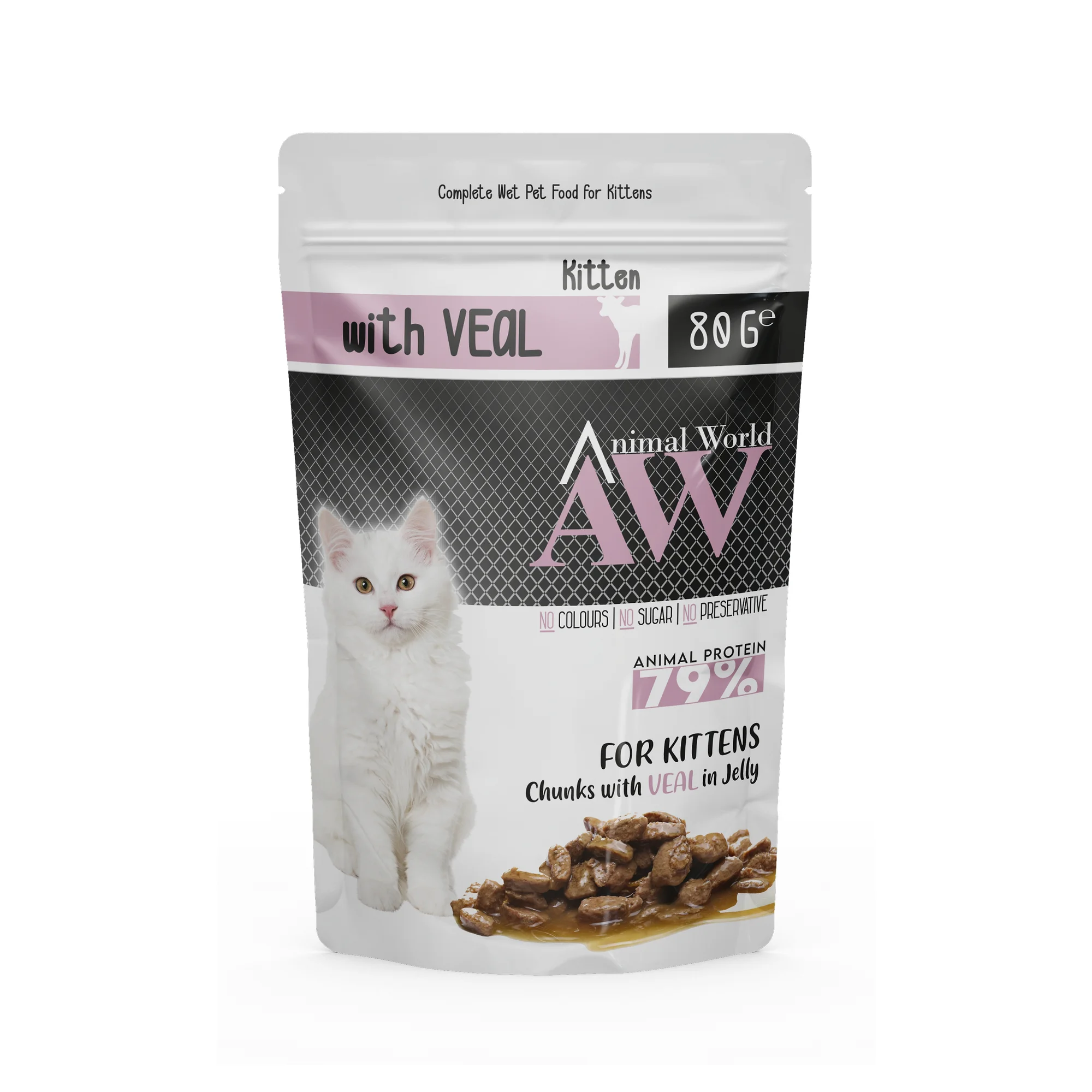 Animal World Animal World Kitten Chunks with Veal in Jelly 80 G