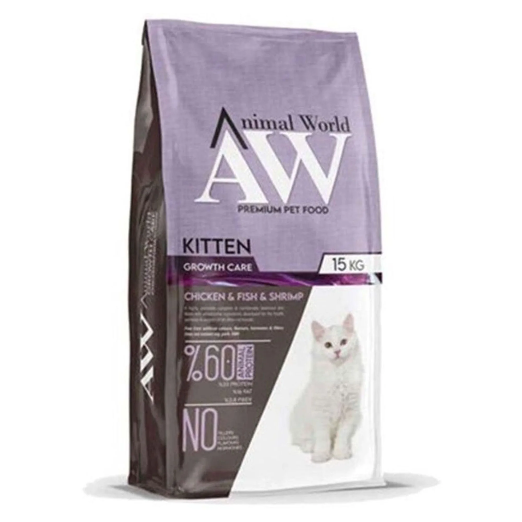 Animal World Animal World Kitten Sağlıklı Büyüyen Tavuk ve Karidesli Yavru Kedi Maması 15 Kg