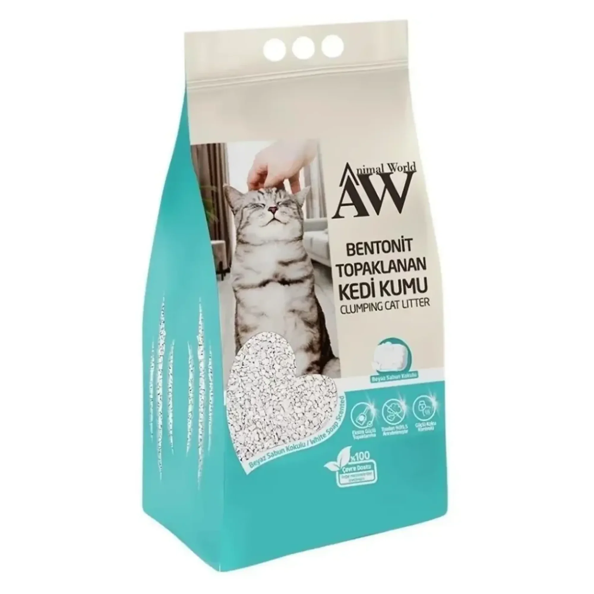 Animal World Beyaz Sabun Kokulu Kedi Kumu 10 L