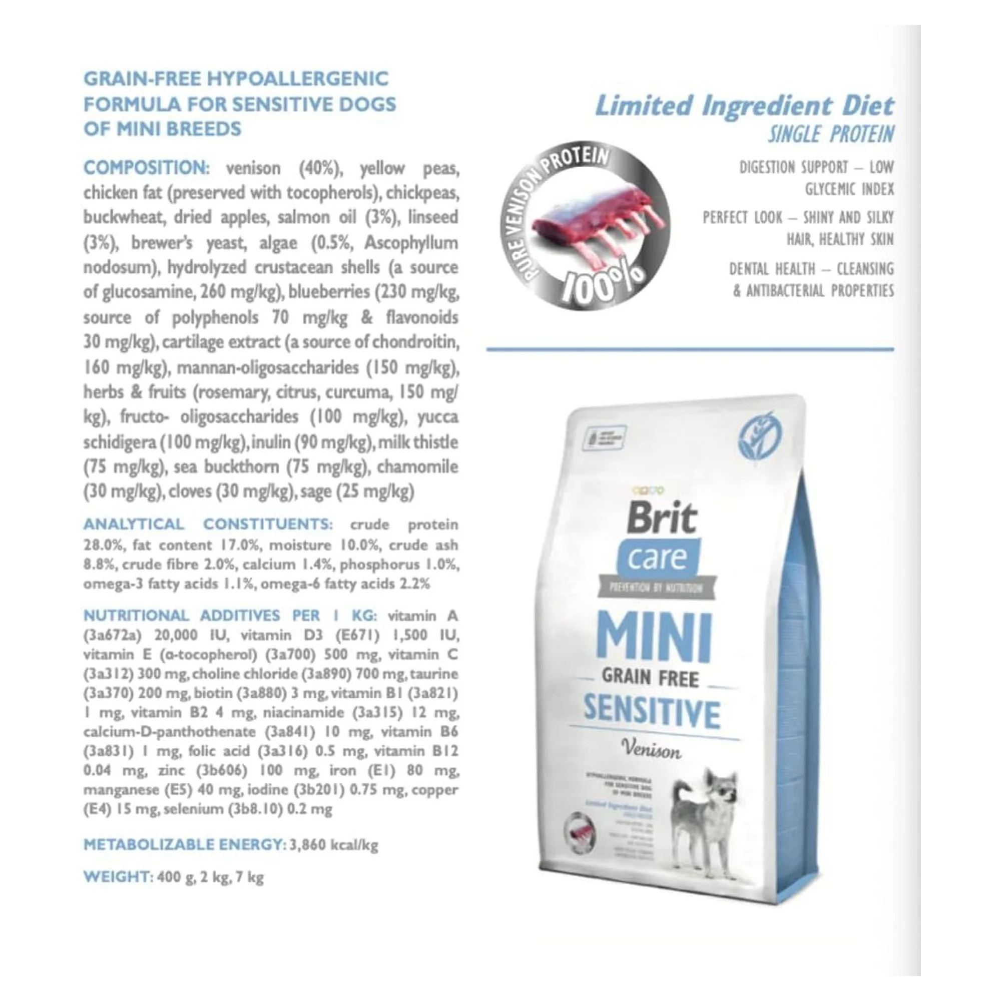 Brit Care Mini Hassas Sindirim Tahılsız Geyikli Yetişkin Köpek Maması 2 KG — 2 kg — Görsel 3