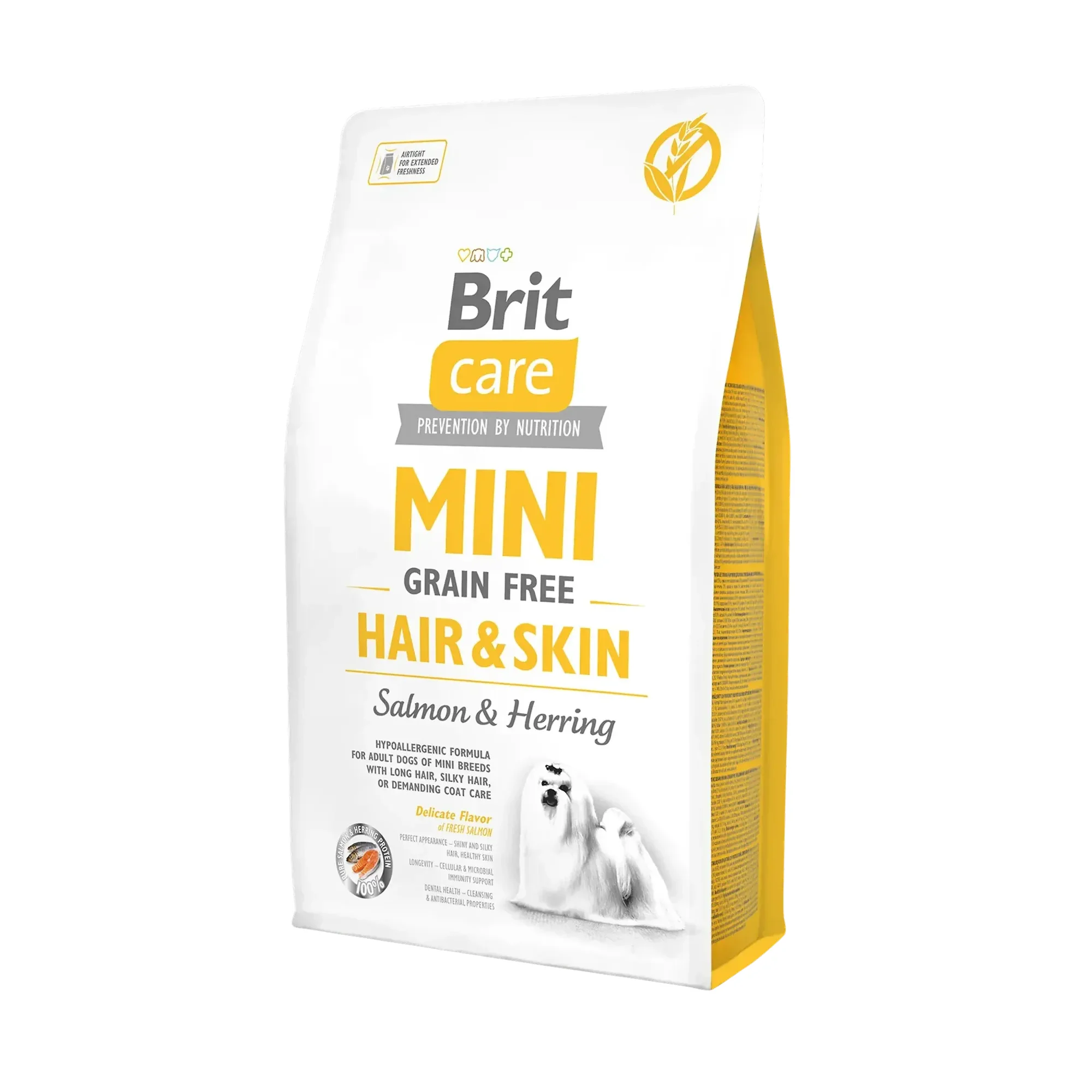 Brit Care Brit Care Mini Hair&Skin Tahılsız Somonlu ve Ringa Balıklı Yetişkin Köpek Maması 2 KG