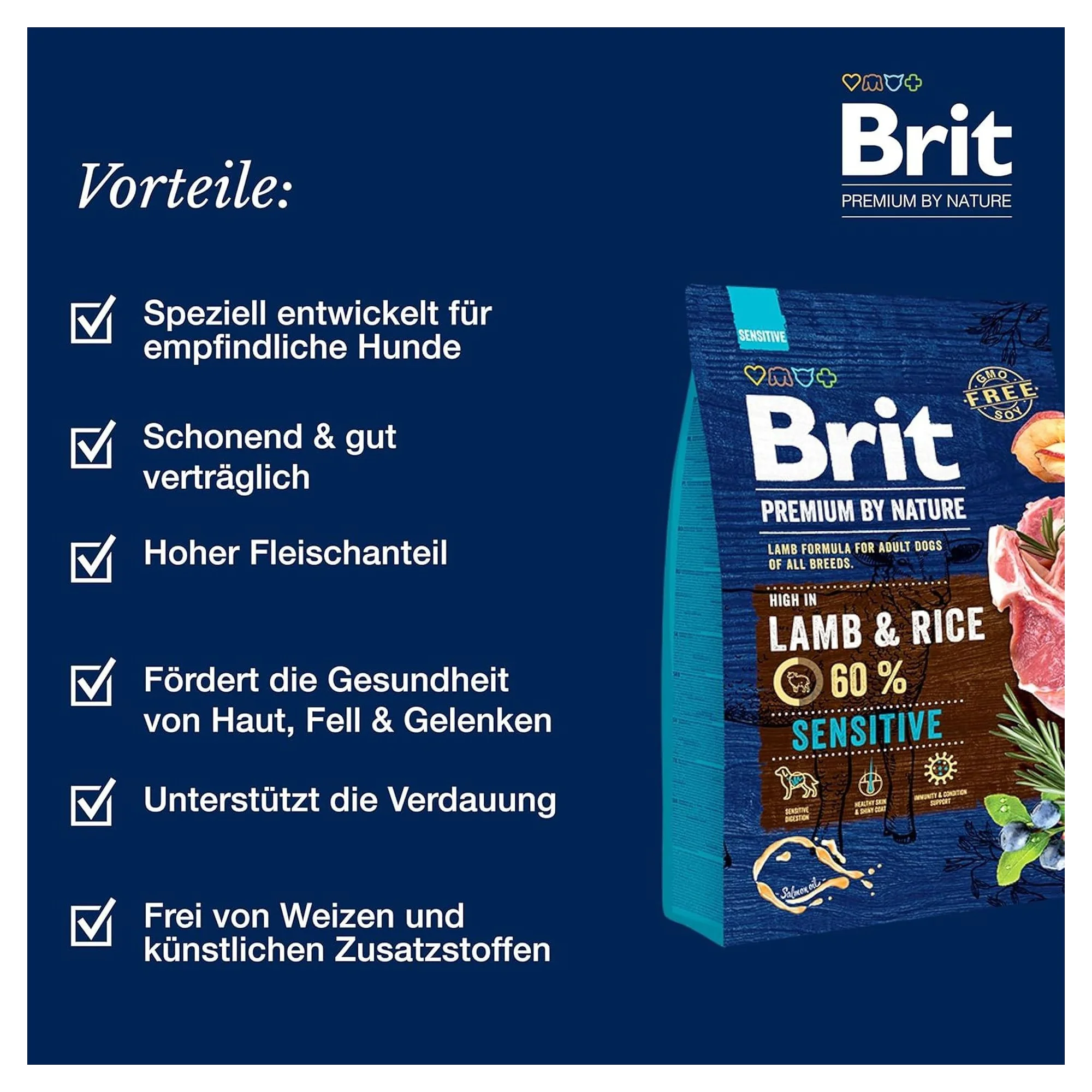 Brit Care Brit Premium Nature Sensitive Kuzulu ve Pirinçli Yetişkin Köpek Maması 15 KG — Hassas Sindirim, 15 kg — Görsel 2