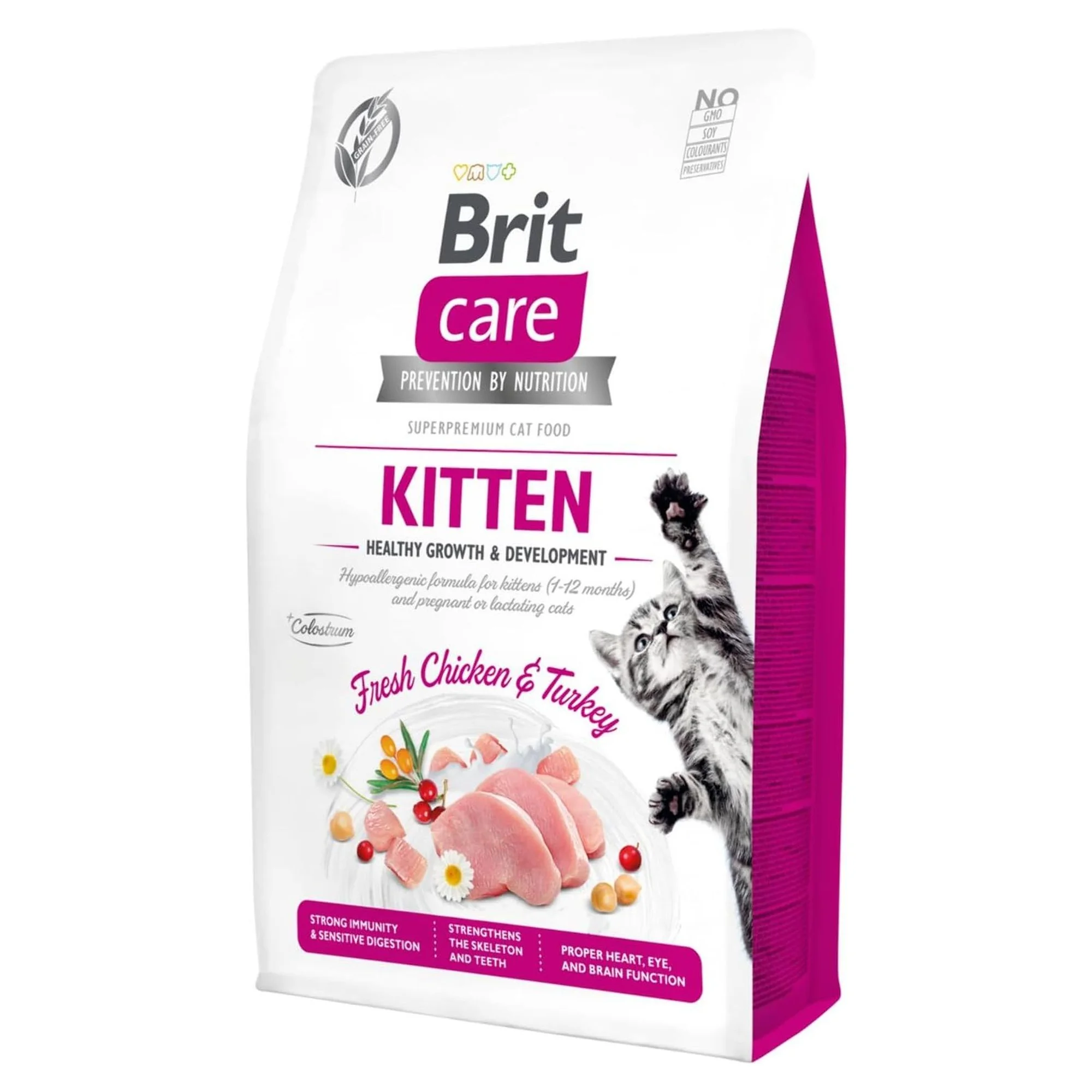 Brit Care Grain-Free Kitten Healthy Growth Taze Tavuk ve Hindi Yavru Kedi Maması 2 KG