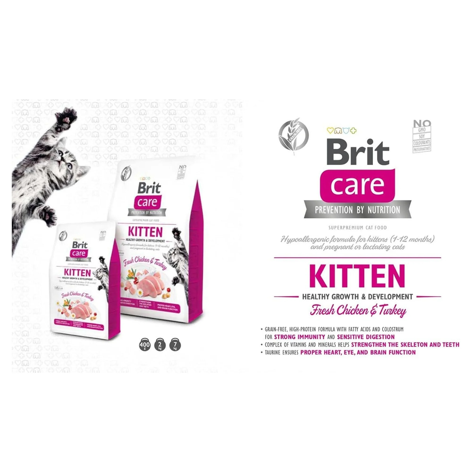 Brit Care Grain-Free Kitten Healthy Growth Taze Tavuk ve Hindi Yavru Kedi Maması 2 KG — Normal, 2 kg — Görsel 2