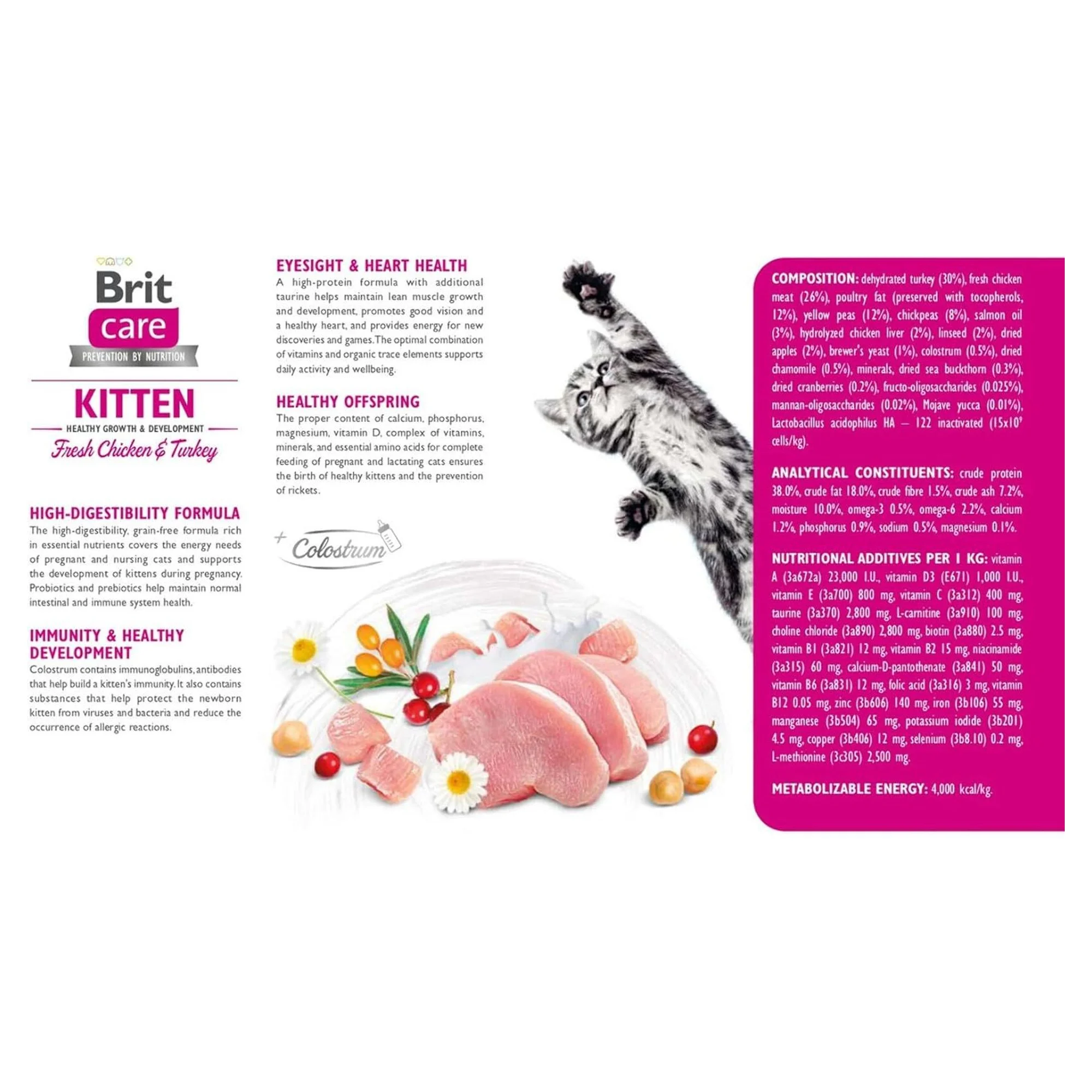 Brit Care Grain-Free Kitten Healthy Growth Taze Tavuk ve Hindi Yavru Kedi Maması 2 KG — Normal, 2 kg — Görsel 3