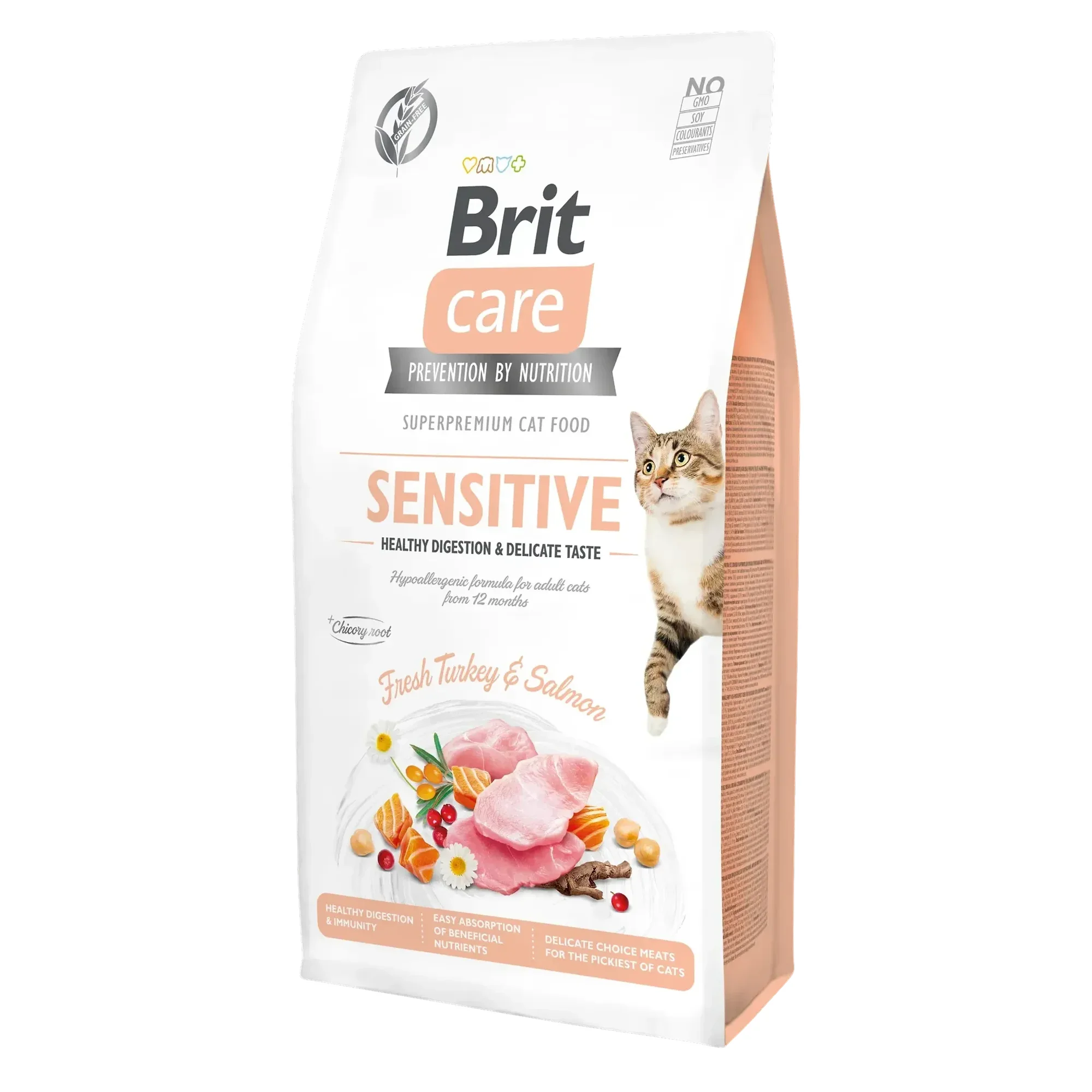 Brit Care Brit Care Grain-Free Sensitive Healthy Digest Hindi ve Somonlu Hassas Sindirim Yetişkin Kedi Maması 7 KG