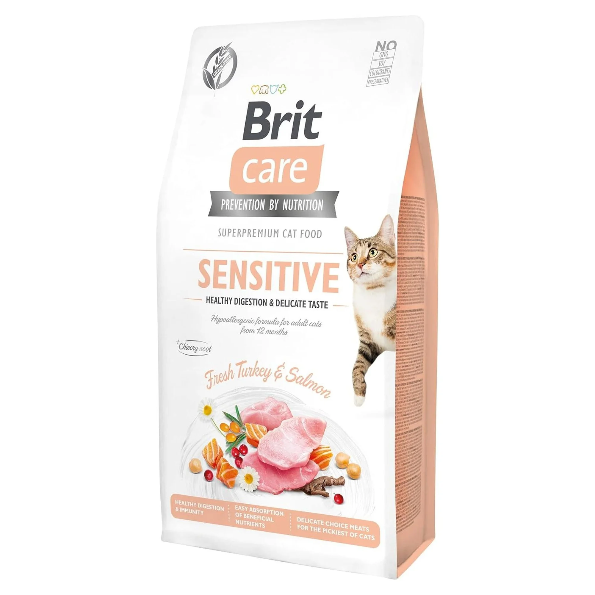 Brit Care Grain-Free Sensitive Healthy Digest Hindi ve Somonlu Hassas Sindirim Yetişkin Kedi Maması 7 KG