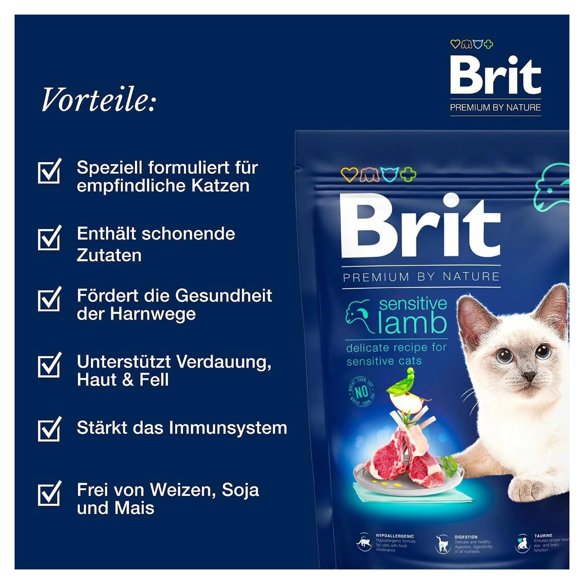 Brit Care Brit Premium By Nature Hipoalerjenik Sensitive Kuzu Etli Yetişkin Kedi Maması 8 KG — Normal, 5 kg — Görsel 2