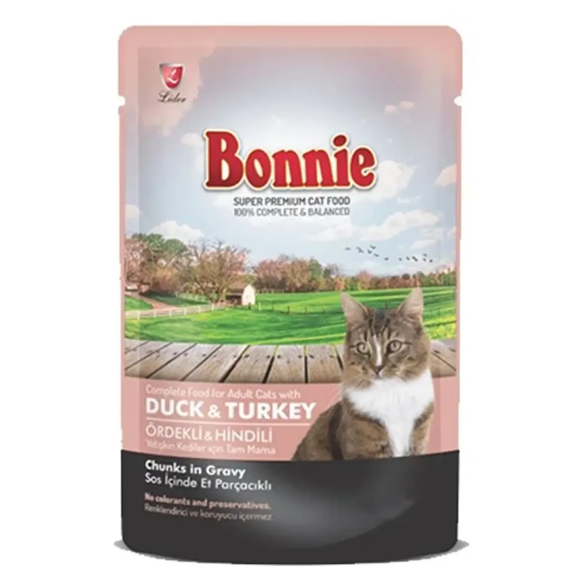 Bonnie Pouch Hindi Et Parçacıklı Yetişkin Kedi Yaş Mama 85 G