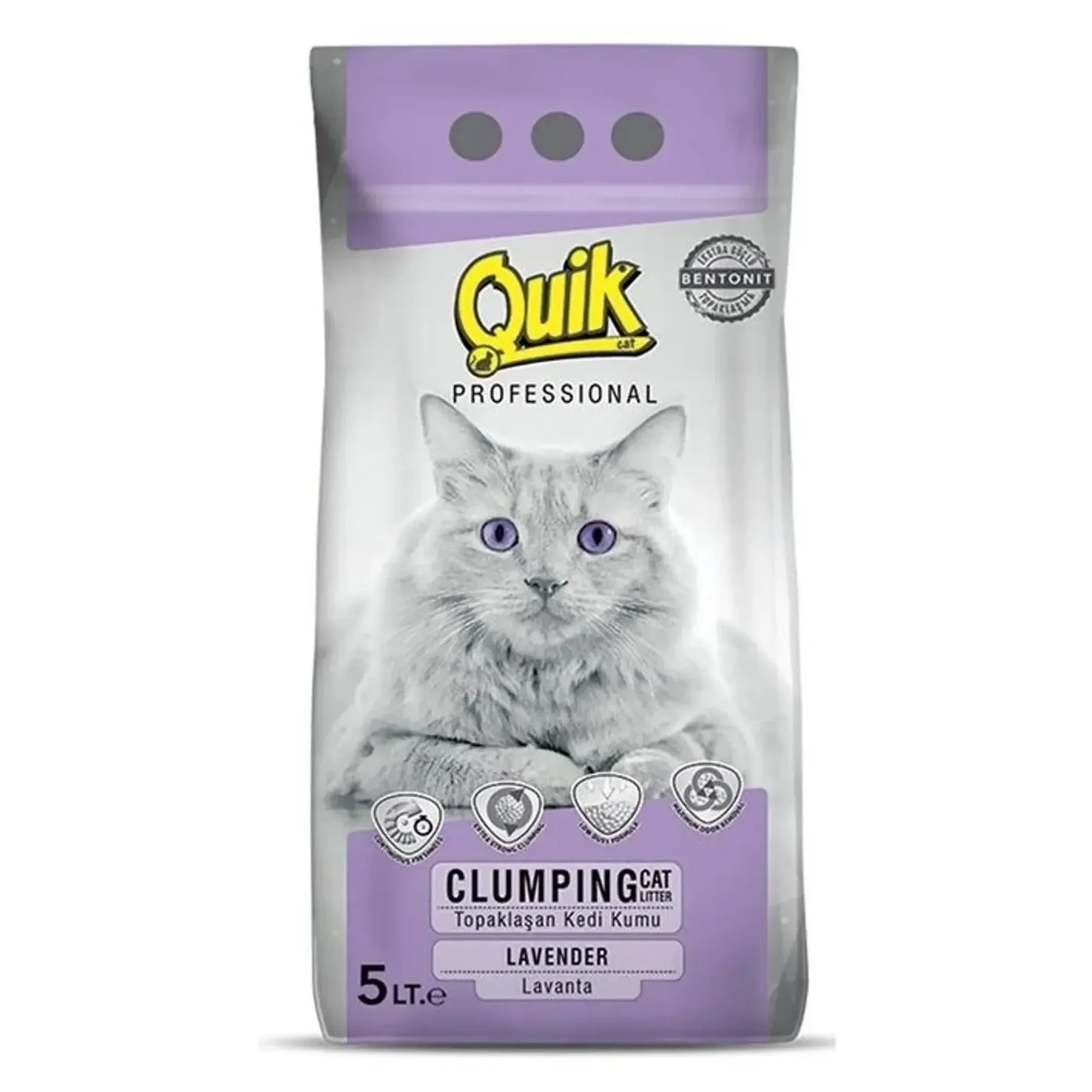 Quik Bentonit Lavanta Kokulu İnce Kedi Kumu  5 L 