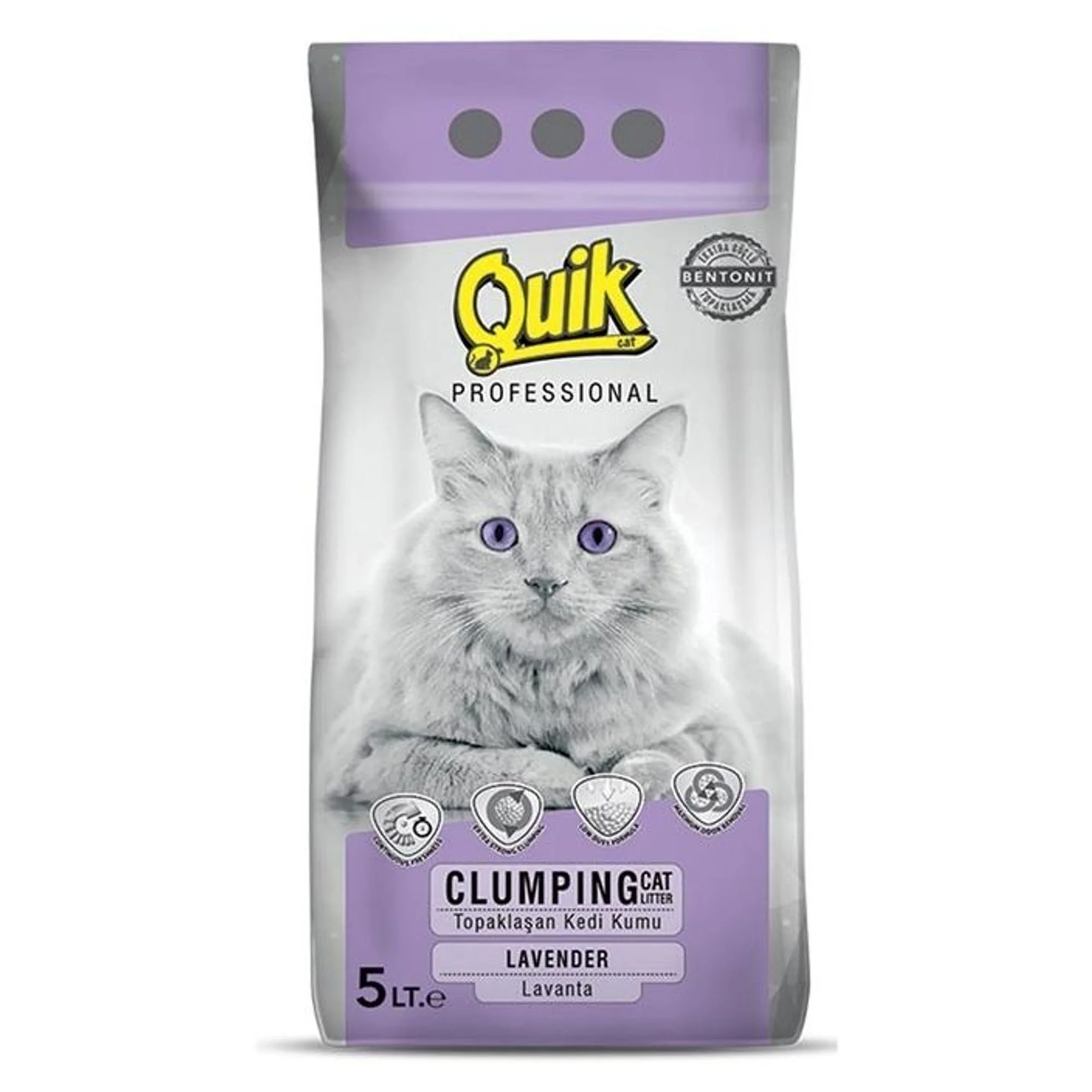 Quik Quik Bentonit Lavanta Kokulu İnce Kedi Kumu  5 L 