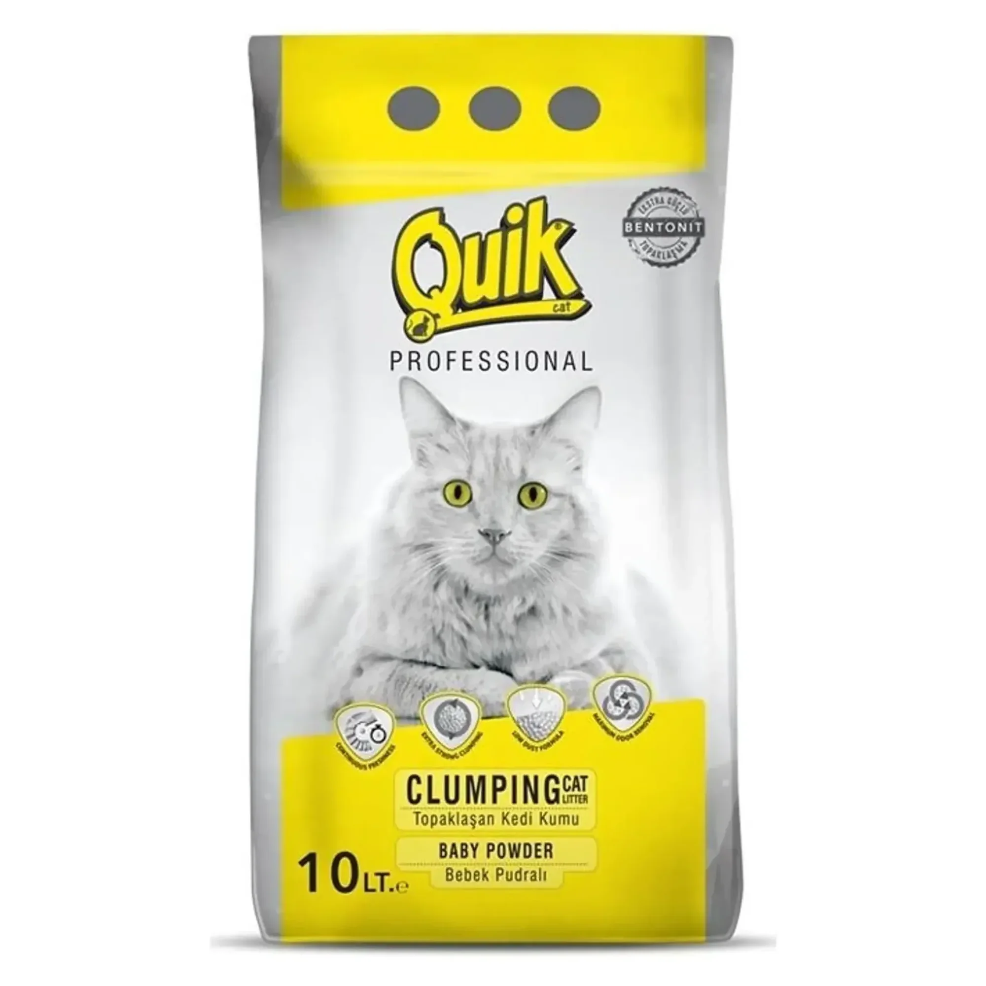 Quik Bentonit Bebek Pudrası Kokulu İnce Kedi Kumu 10 L