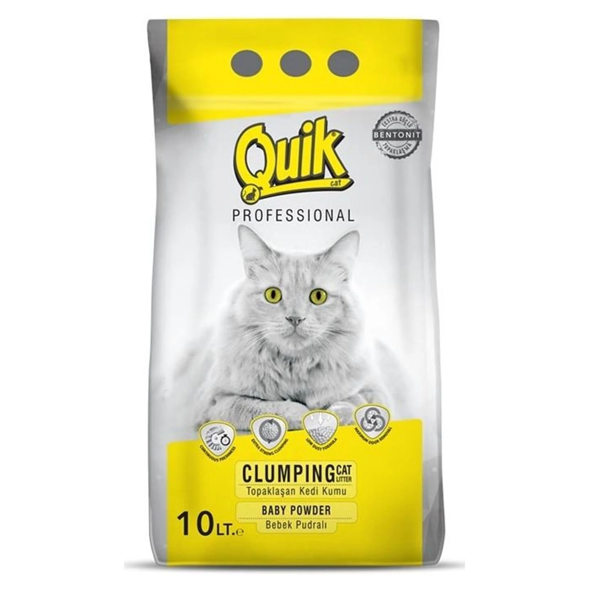Quik Quik Bentonit Bebek Pudrası Kokulu İnce Kedi Kumu 10 L