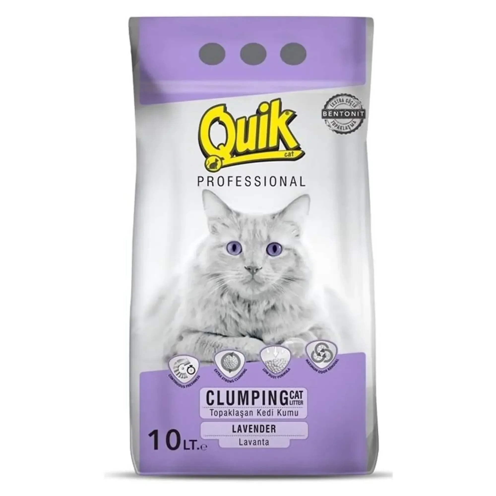 Quik Bentonit Lavanta Kokulu İnce Kedi Kumu 10 L