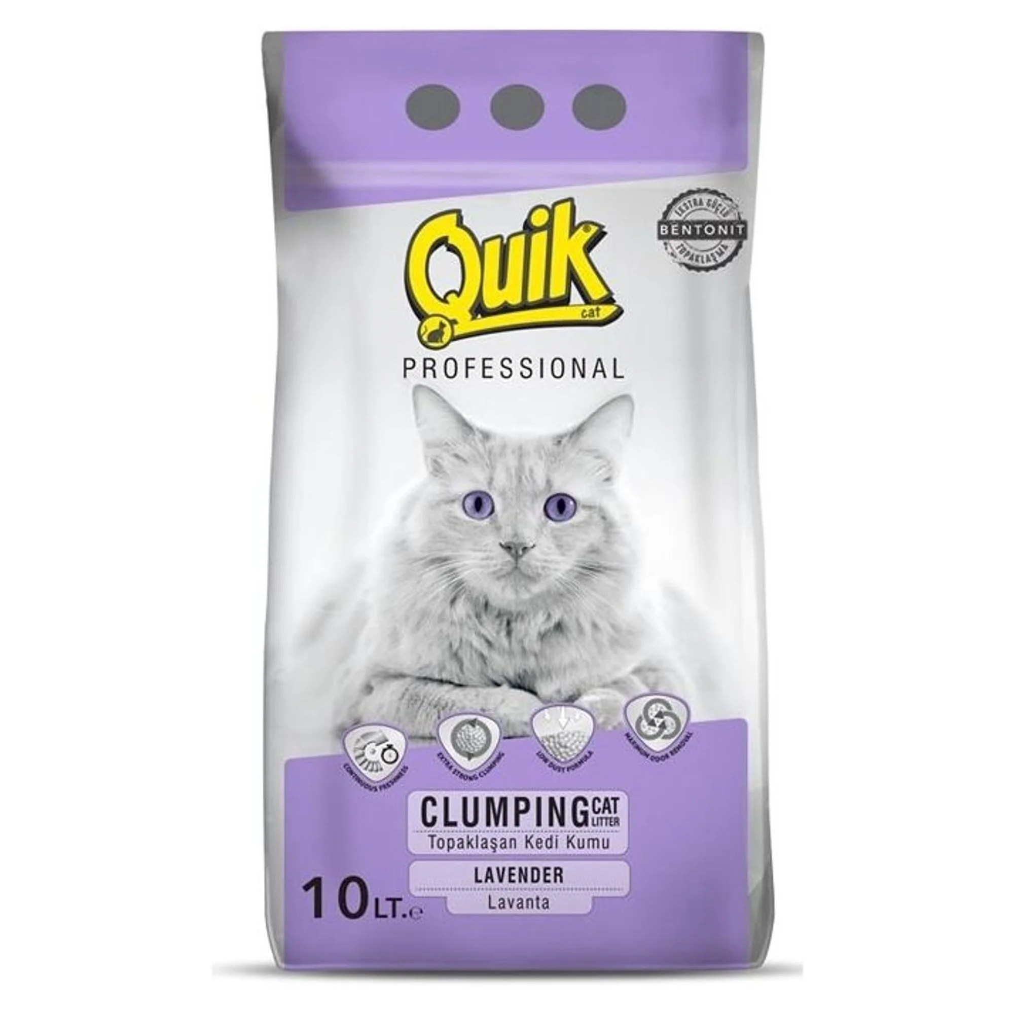 Quik Quik Bentonit Lavanta Kokulu İnce Kedi Kumu 10 L