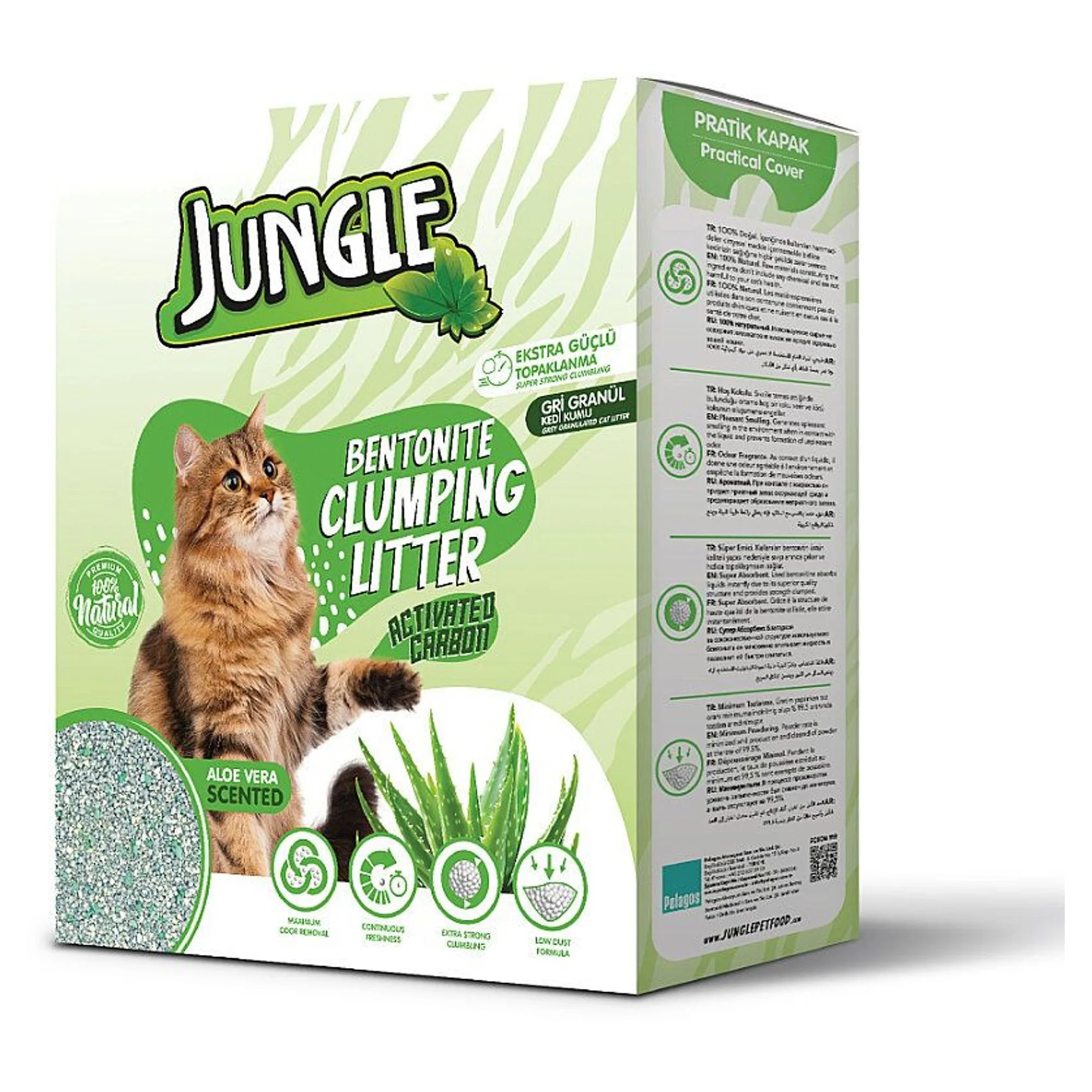 Jungle Jungle Karbonlu Aloe Veralı Gri Bentonit Kedi Kumu 6 L