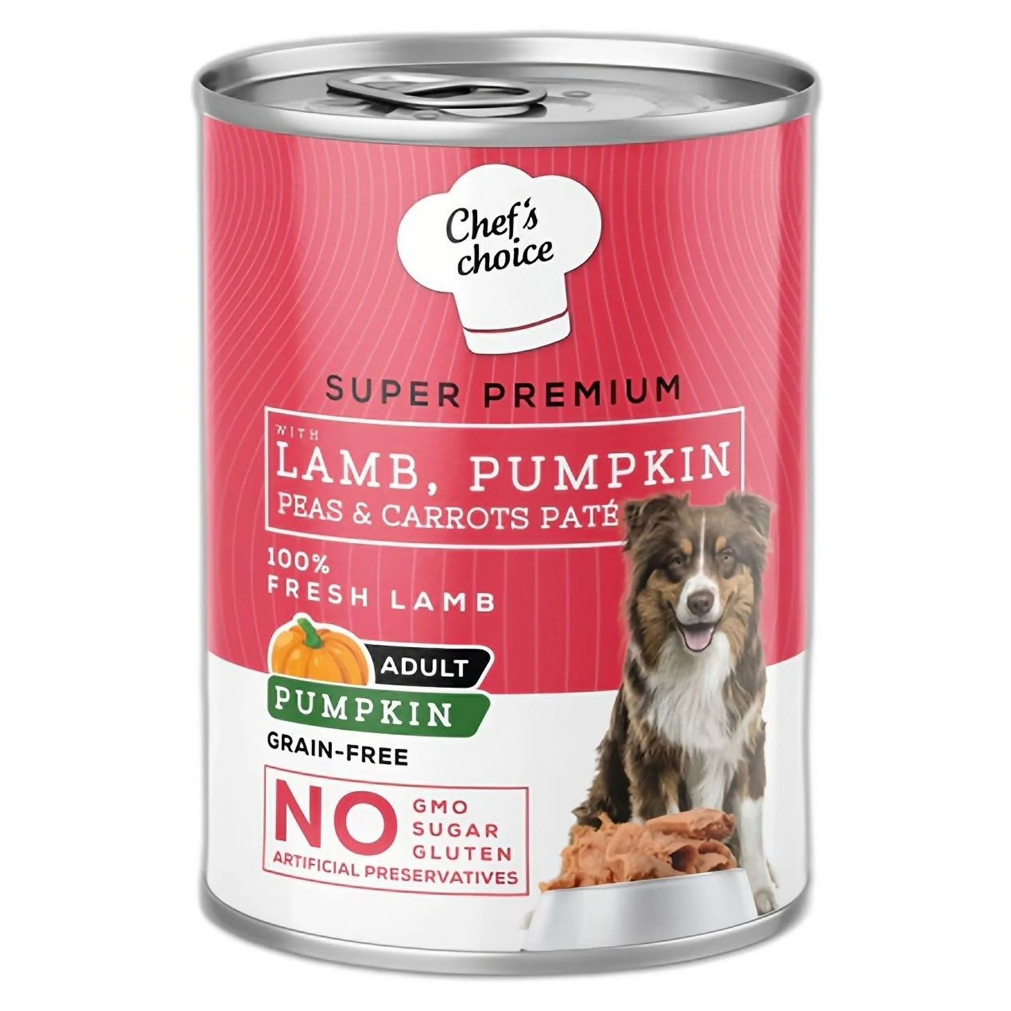 Chef's Choice Tahılsız Kuzu Etli ve Bal Kabaklı Ezme Yetişkin Köpek Konservesi 400G