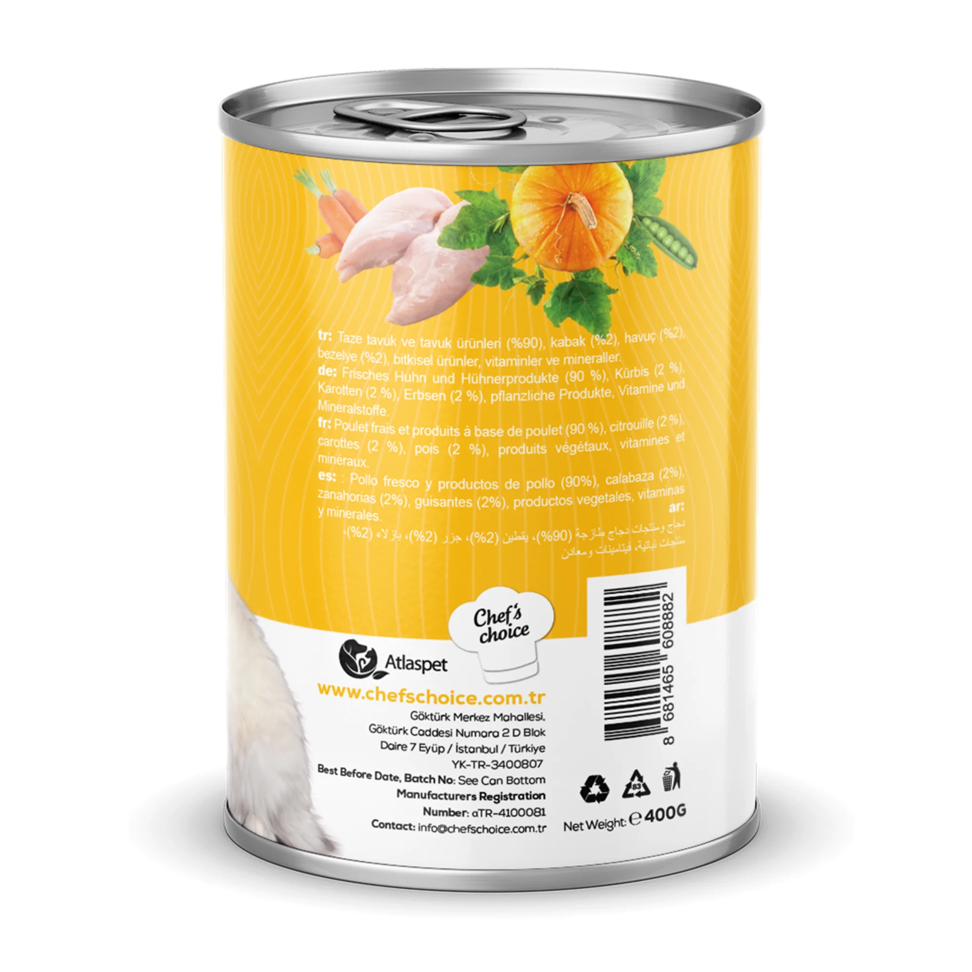 Chef's Choice Chef's Choice Tahılsız Tavuklu ve Bal Kabaklı Ezme Yetişkin Kedi Konservesi 400G — Normal, 410 g — Görsel 3