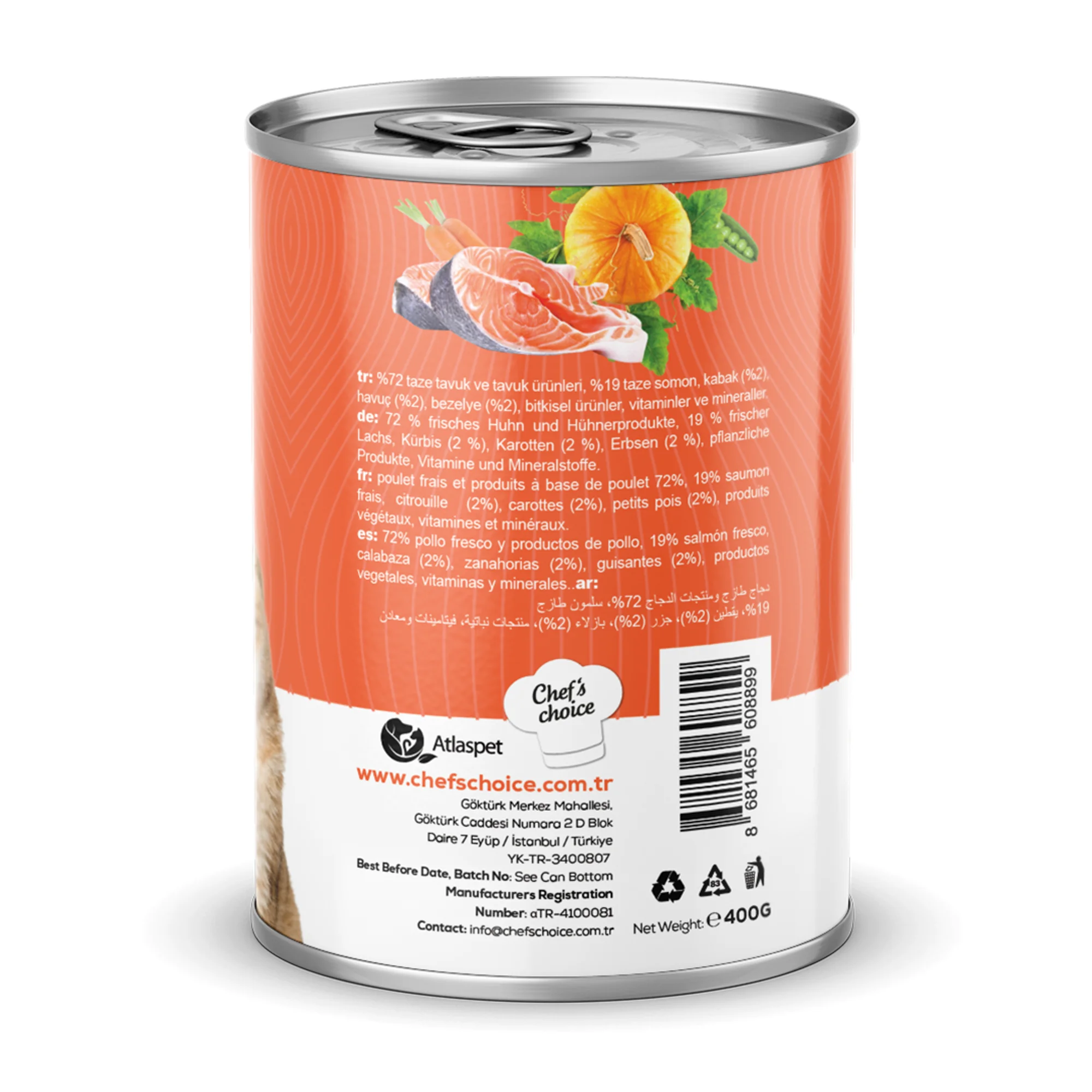 Chef's Choice Chef's Choice Tahılsız Somonlu ve Bal Kabaklı Ezme Yetişkin Kedi Konservesi 400G — Normal, 420 g — Görsel 2