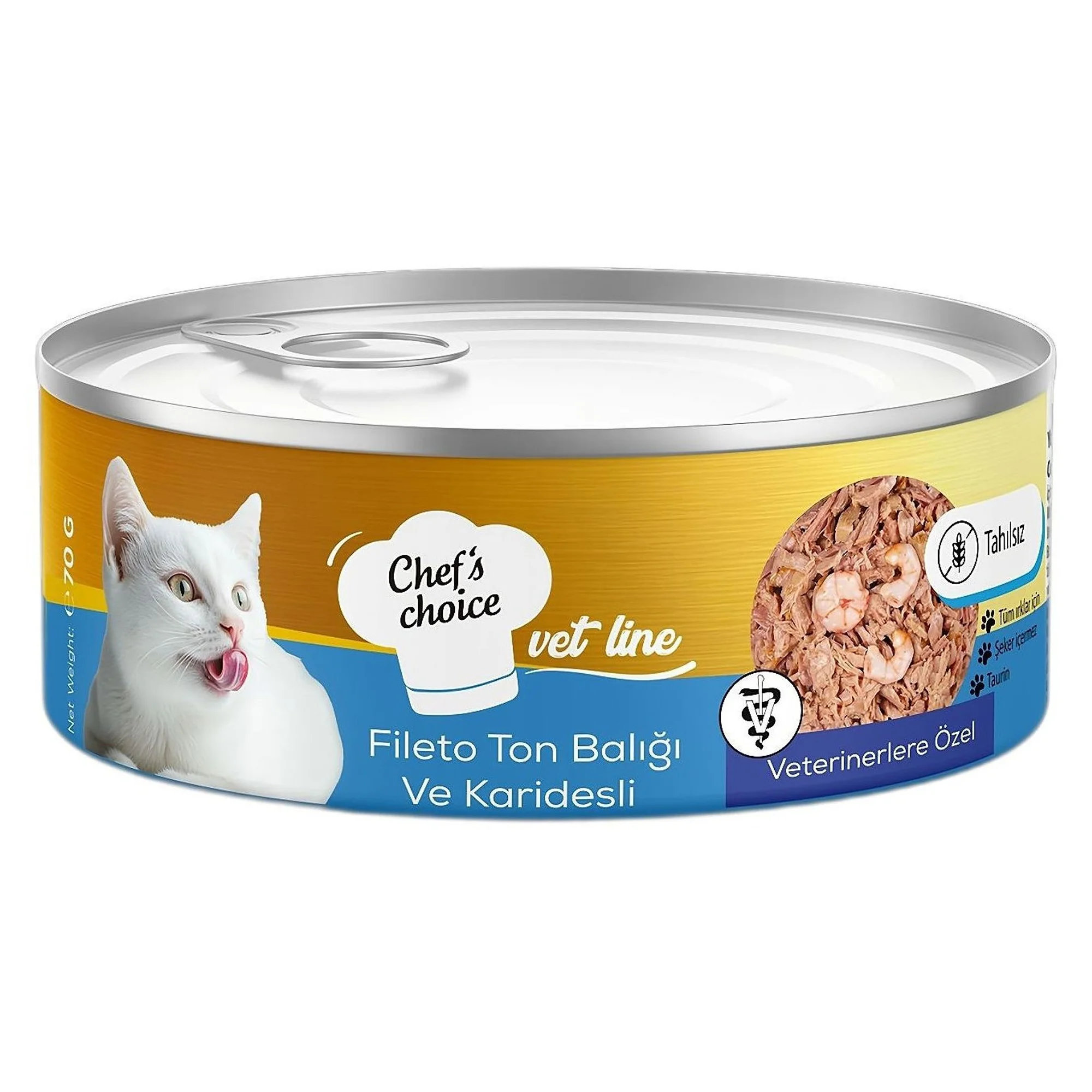 Chef's Choice Vet Line Fileto Ton Balıklı ve Kalamarlı Yetişkin Kedi Konservesi 70G