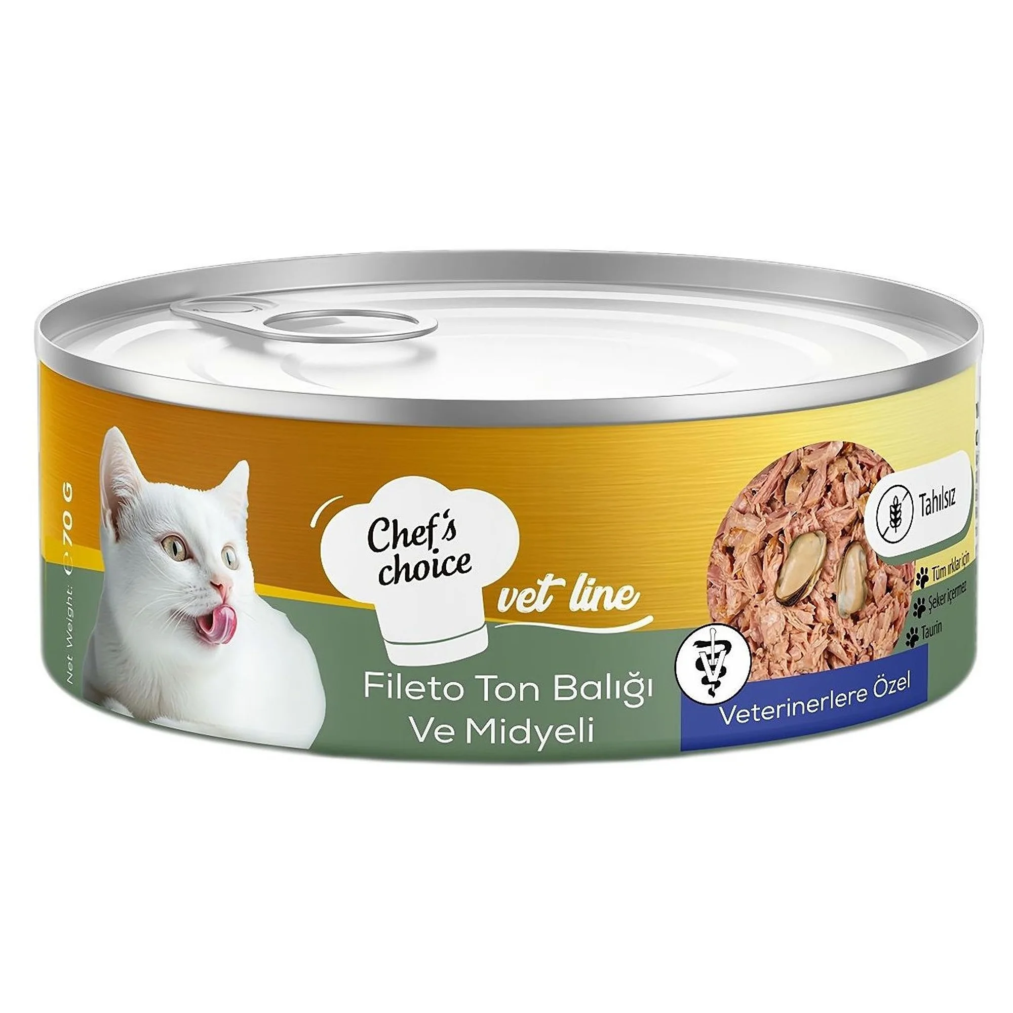 Chef's Choice Chef's Choice Vet Line Fileto Ton Balıklı ve Midyeli Yetişkin Kedi Konservesi 70G