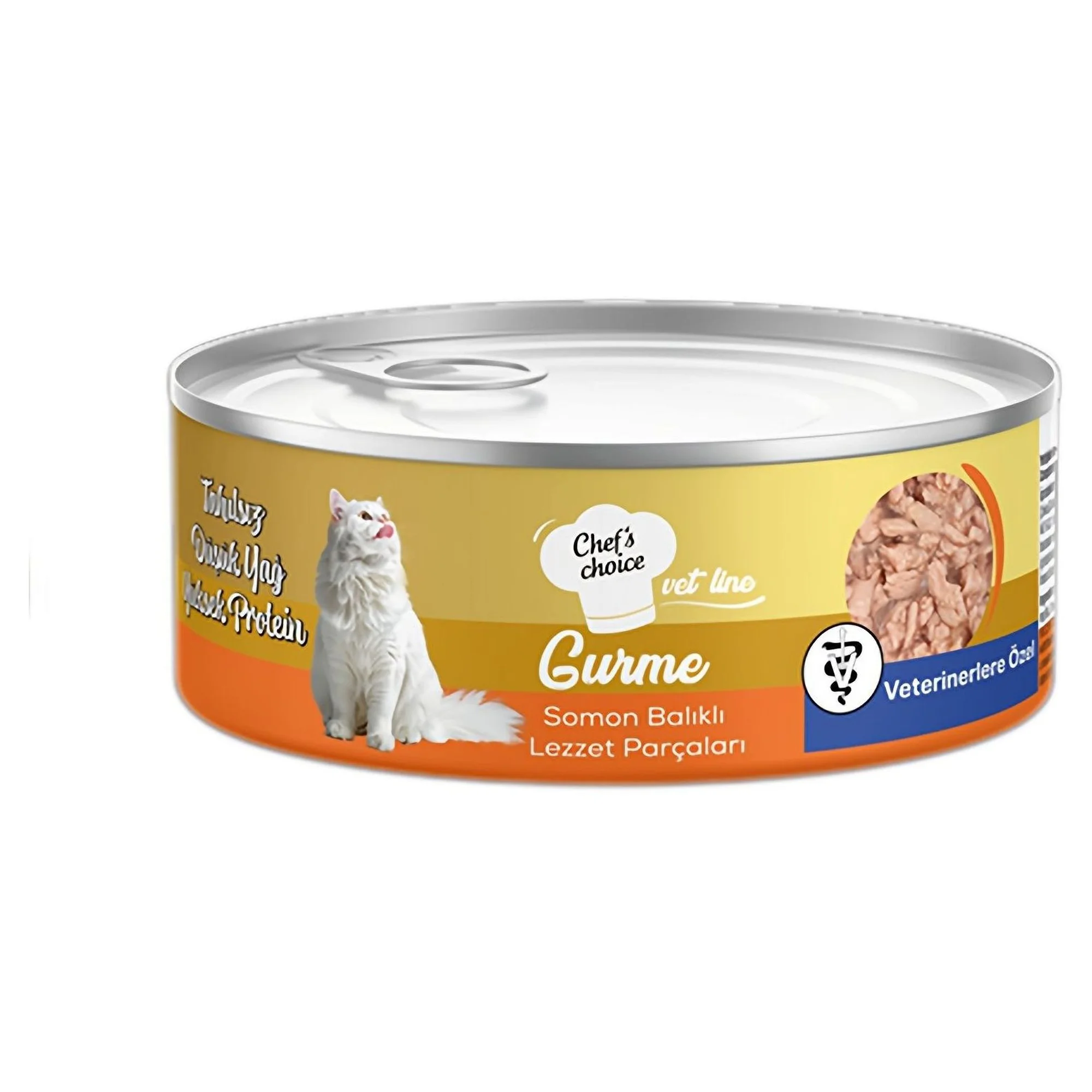 Chef's Choice Vet Line Gurme Sos İçinde Parça Somon Etli Yetişkin Kedi Konservesi 85G