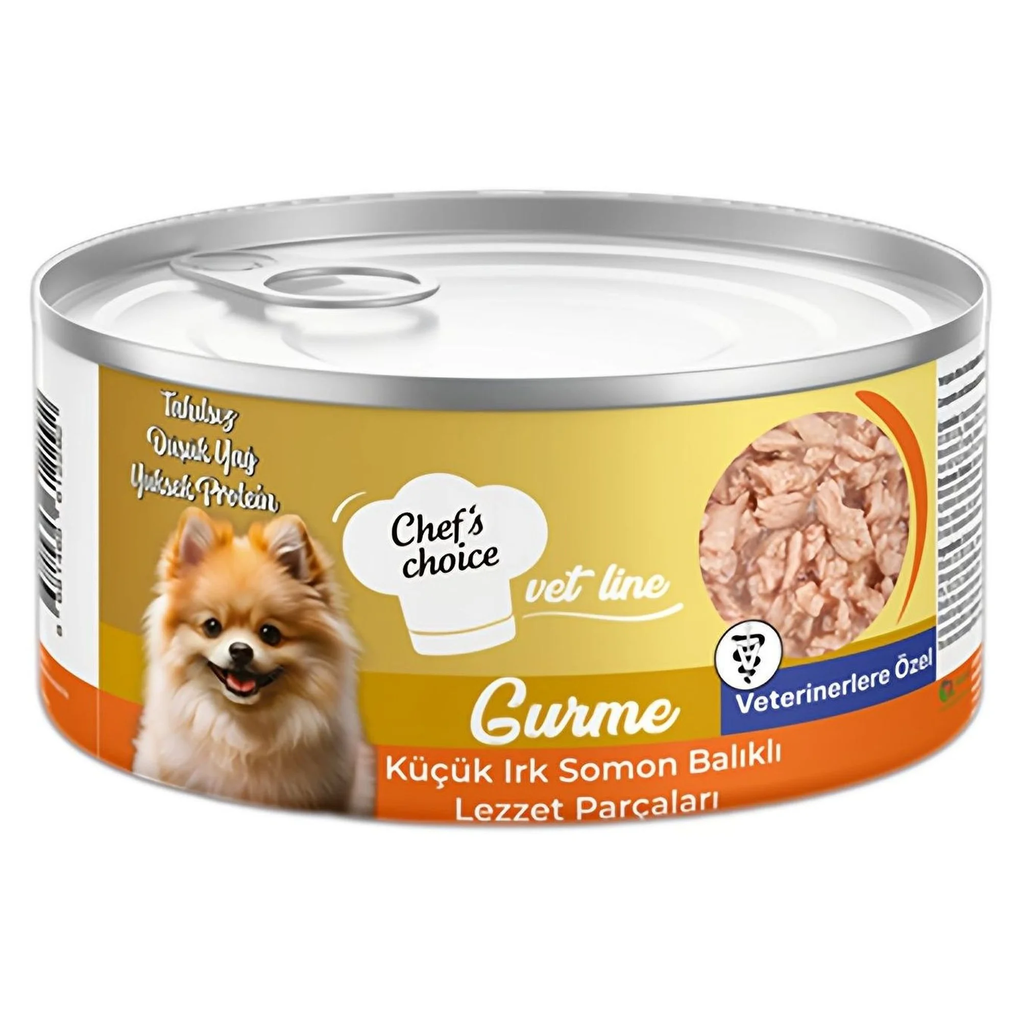 Chef's Choice VetLine Gurme Sos İçinde Parça Somon Etli Mini Irk Yetişkin Köpek Konservesi  200G