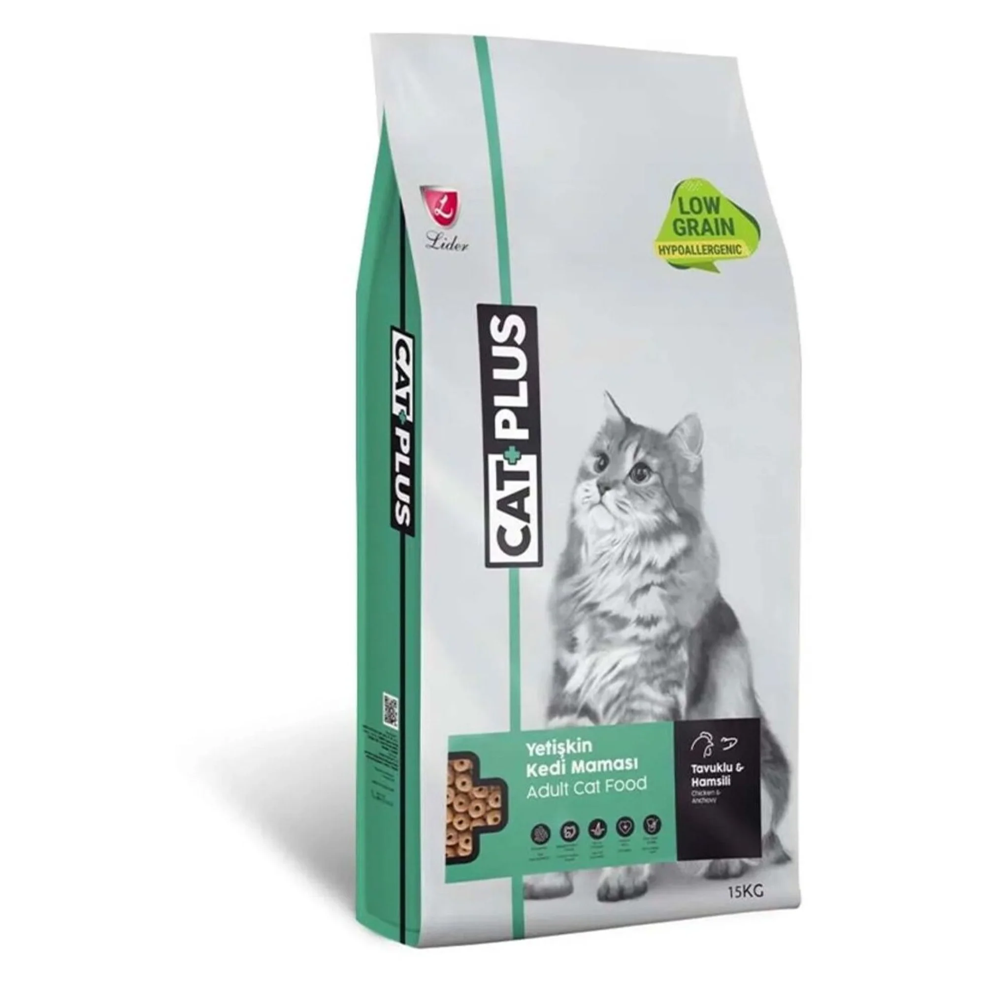 Cat Plus CatPlus Hipoalerjenik Düşük Tahıllı Tavuklu ve Hamsili Yetişkin Kedi Maması 15 KG