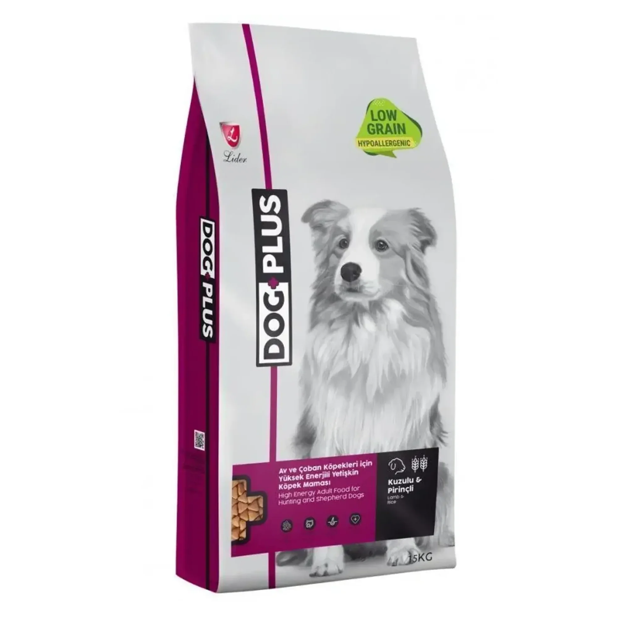 Dog Plus Pirinçli ve Kuzu Etli Yüksek Enerjili Yetişkin Köpek Maması 15 KG