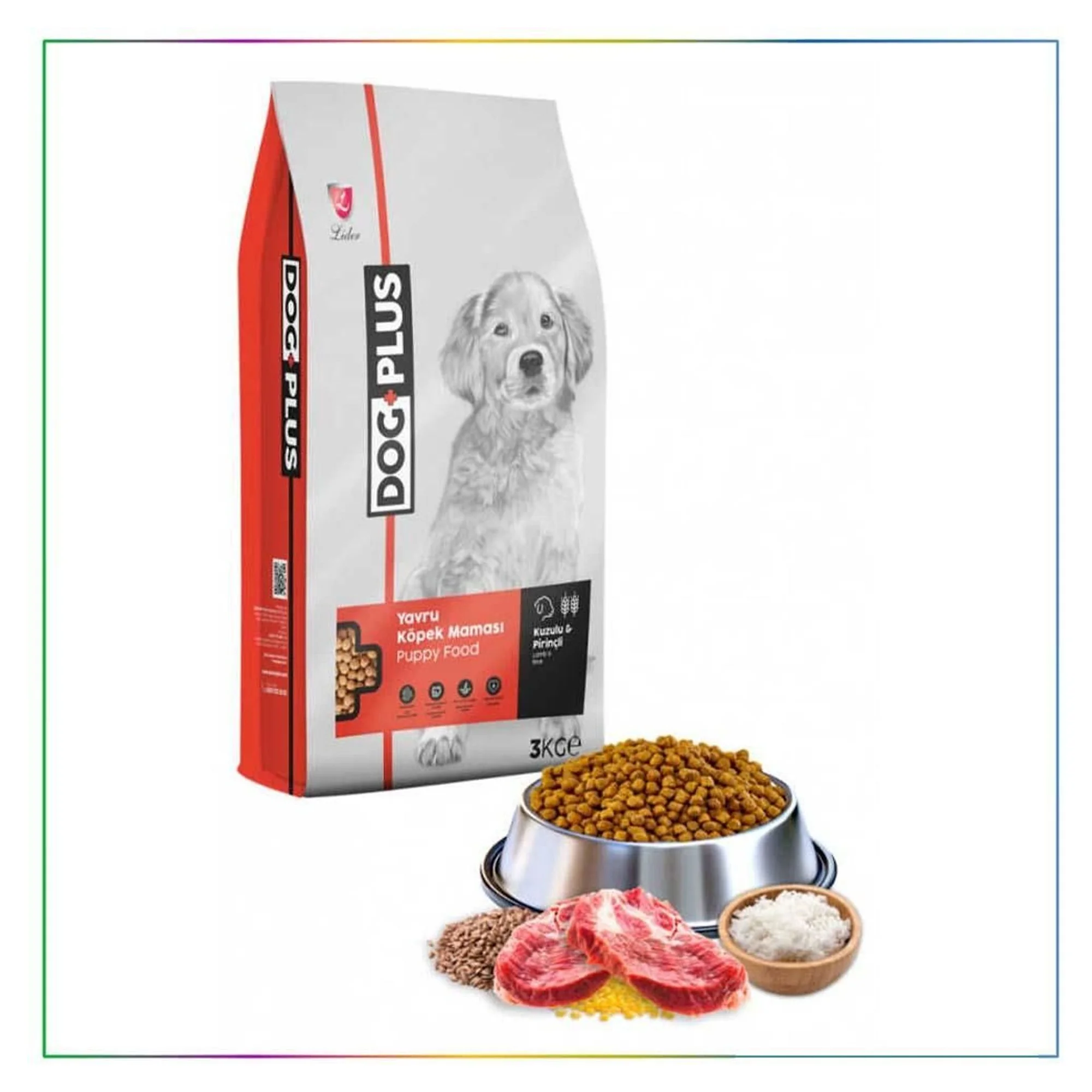 Dog Plus Dog Plus Pirinçli Kuzu Etli Yavru Köpek Maması 3 KG