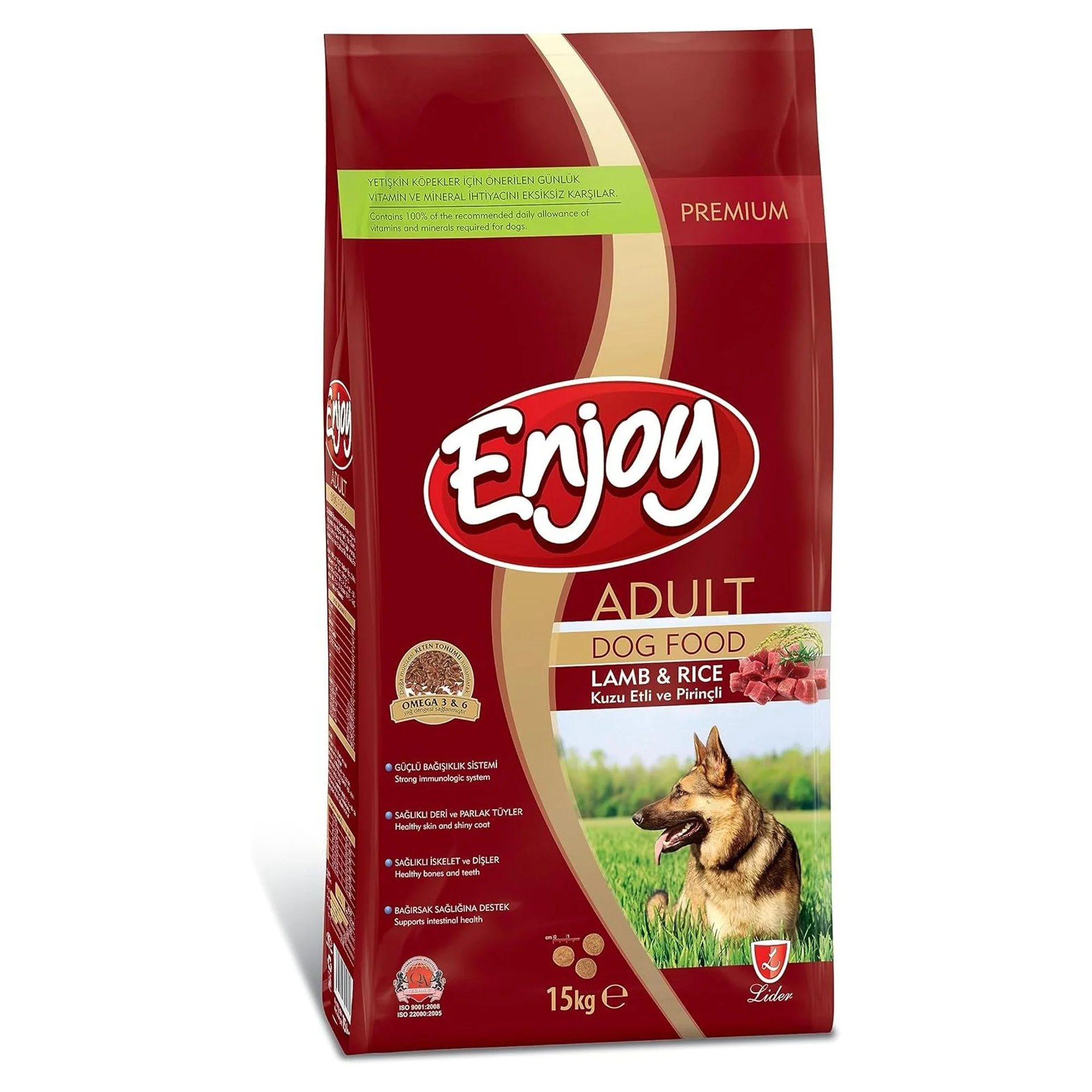 Enjoy Premium Pirinçli ve Kuzu Etli Yetişkin Köpek Maması 15 KG