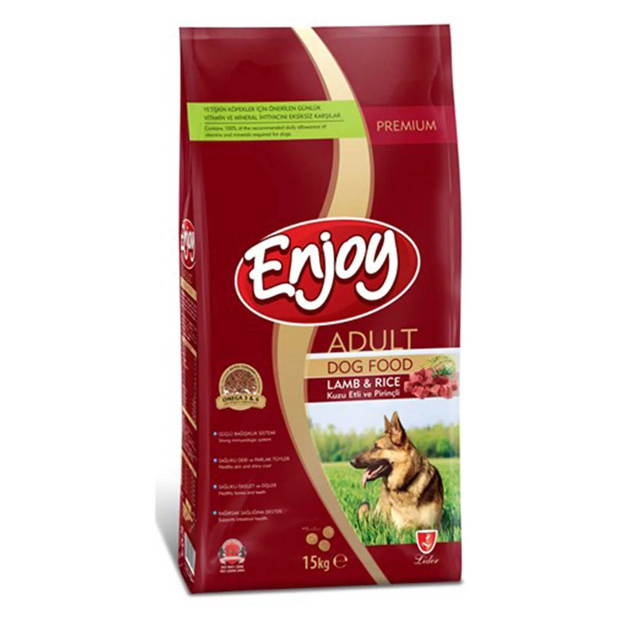 Enjoy Premium Kuzu Etli ve Pirinçli Yetişkin Köpek Maması 15 KG +1 KG