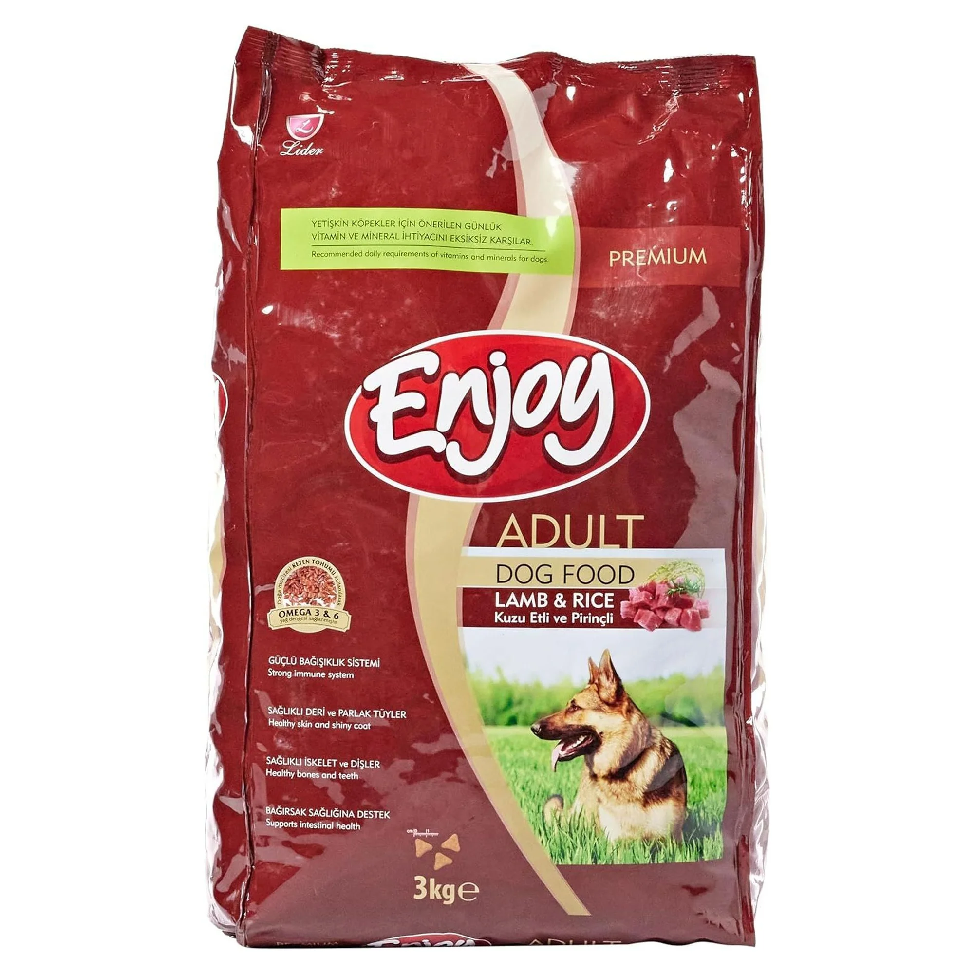 Enjoy Premium Pirinçli ve Kuzu Etli Yetişkin Köpek Maması 3 KG