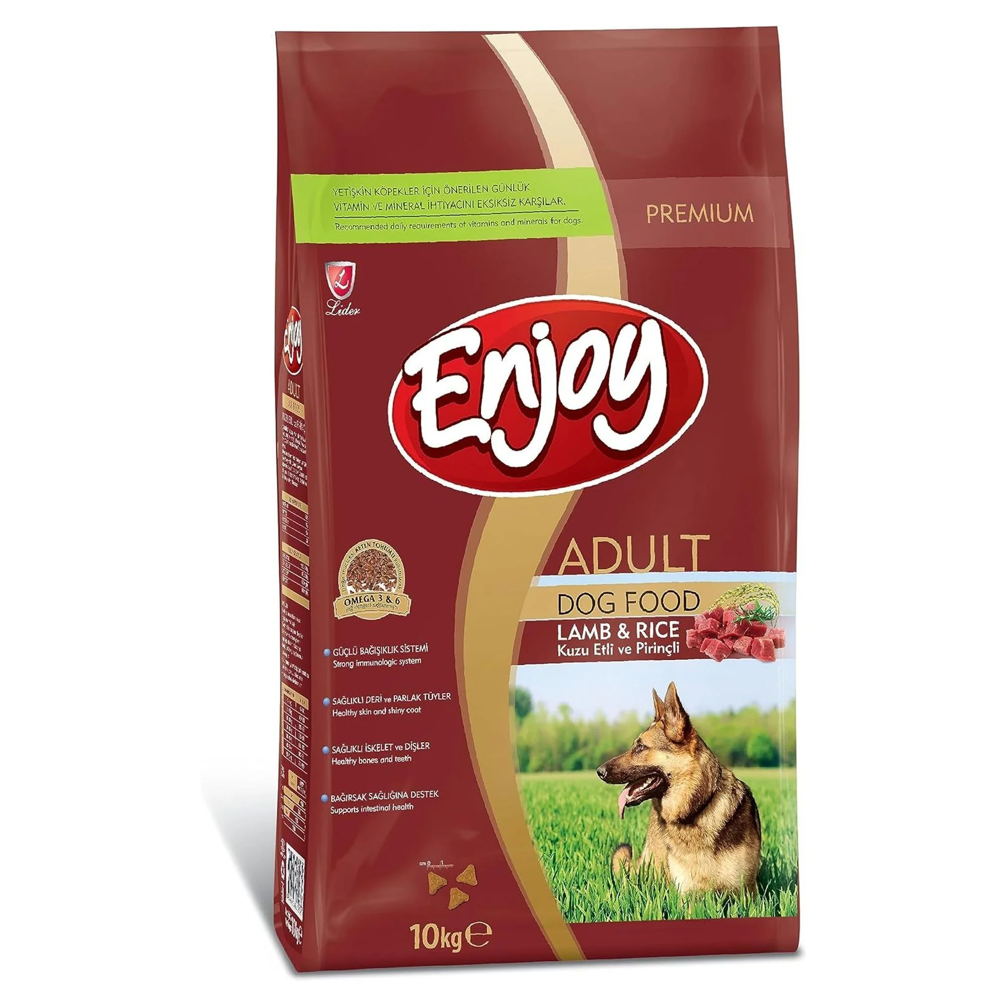 Enjoy Premium Pirinçli ve Kuzu Etli Yetişkin Köpek Maması 10 KG